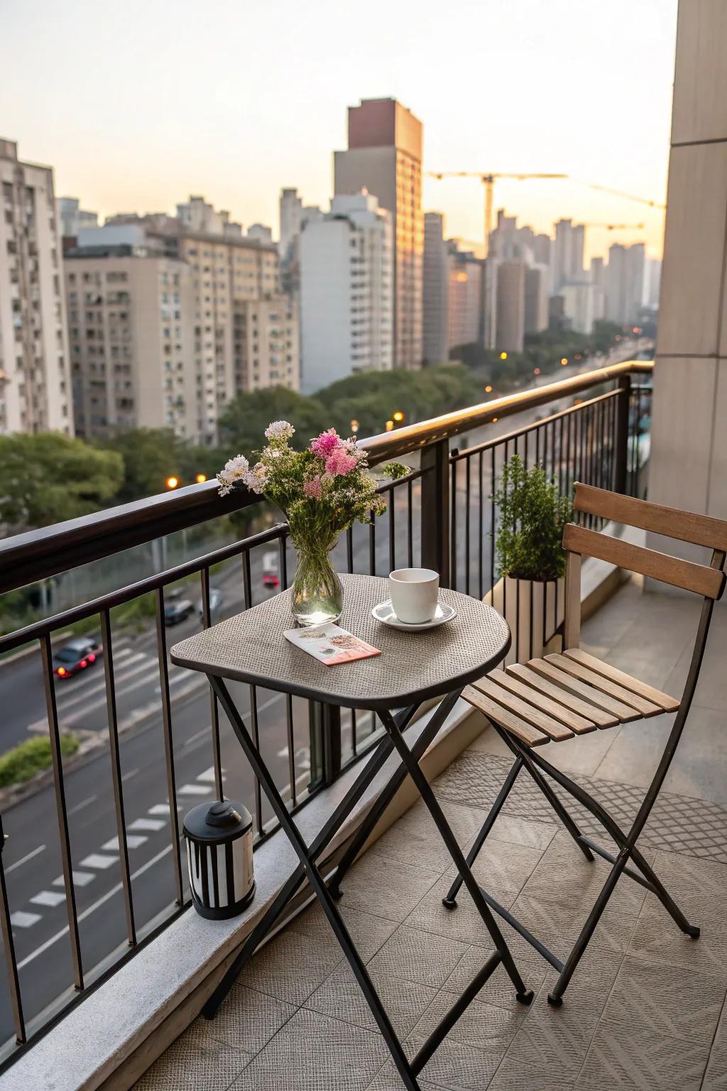 Maximize reduced footprints using a functional collapsible bistro set.