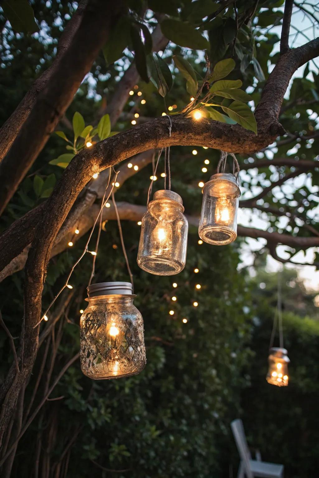 Construct a fanciful atmosphere with preserving jar lamps.