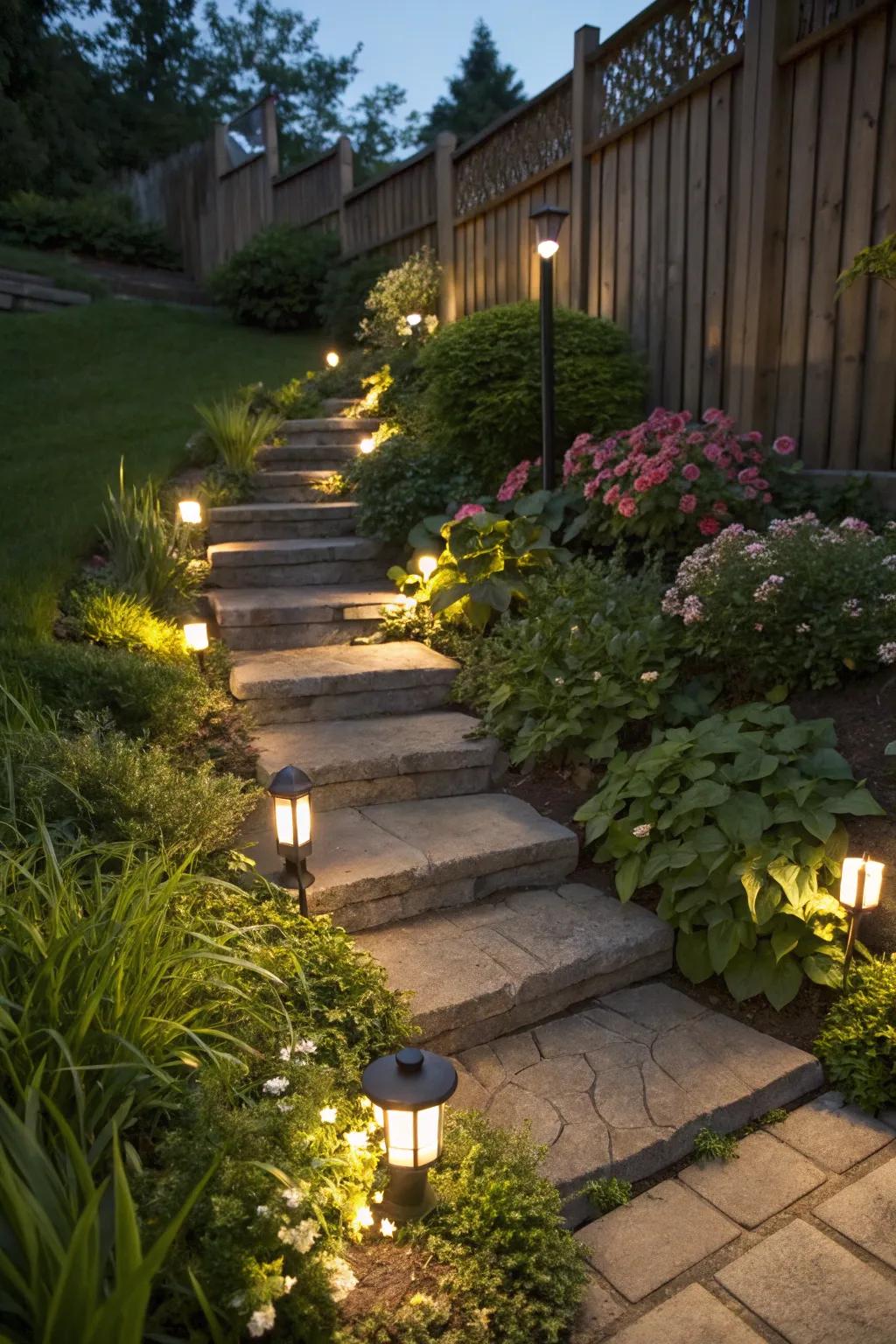 Step lighting ensuring both safe and stylish passage.