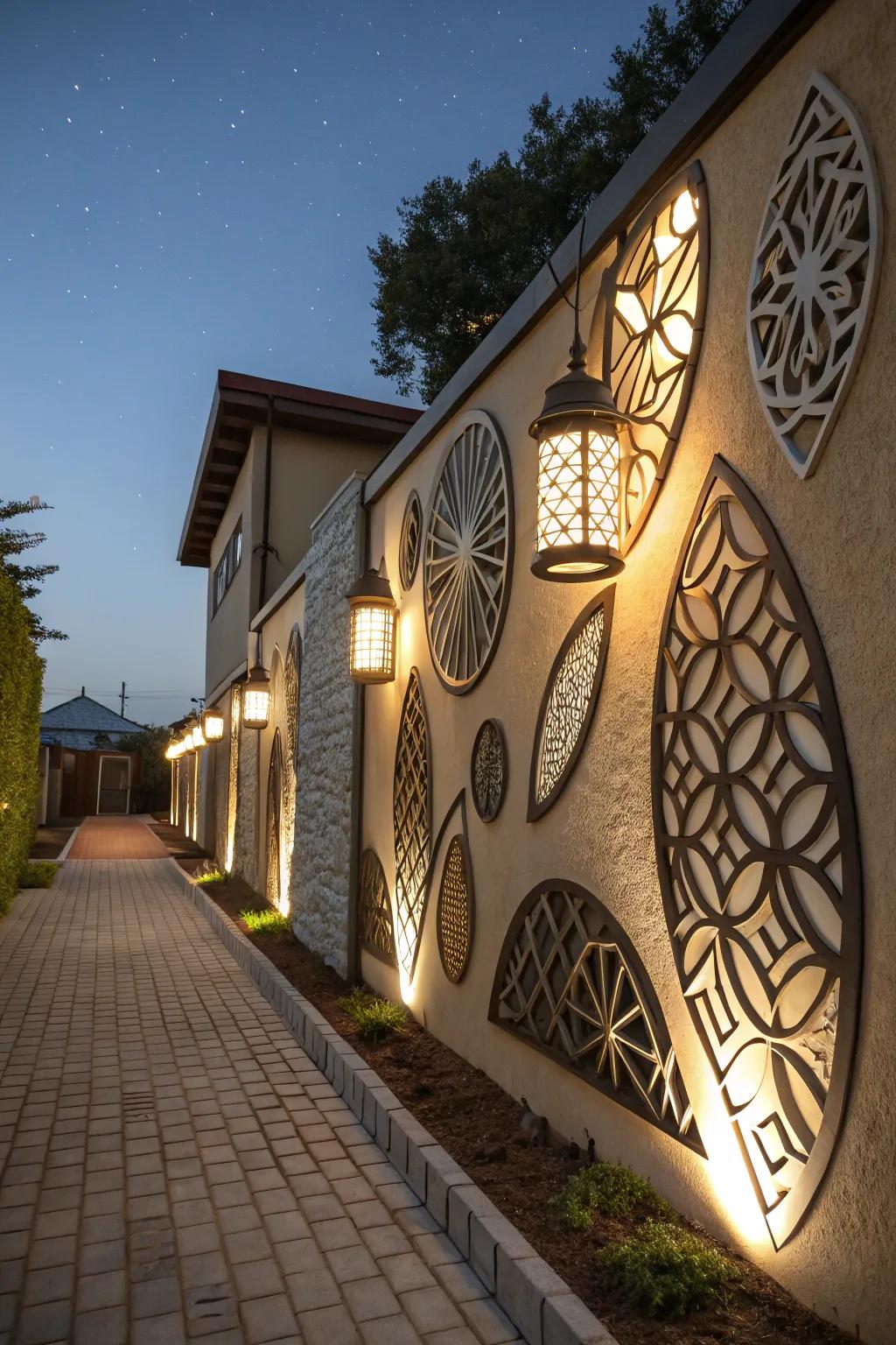 Artful fixtures offer a creative touch to outdoor areas.