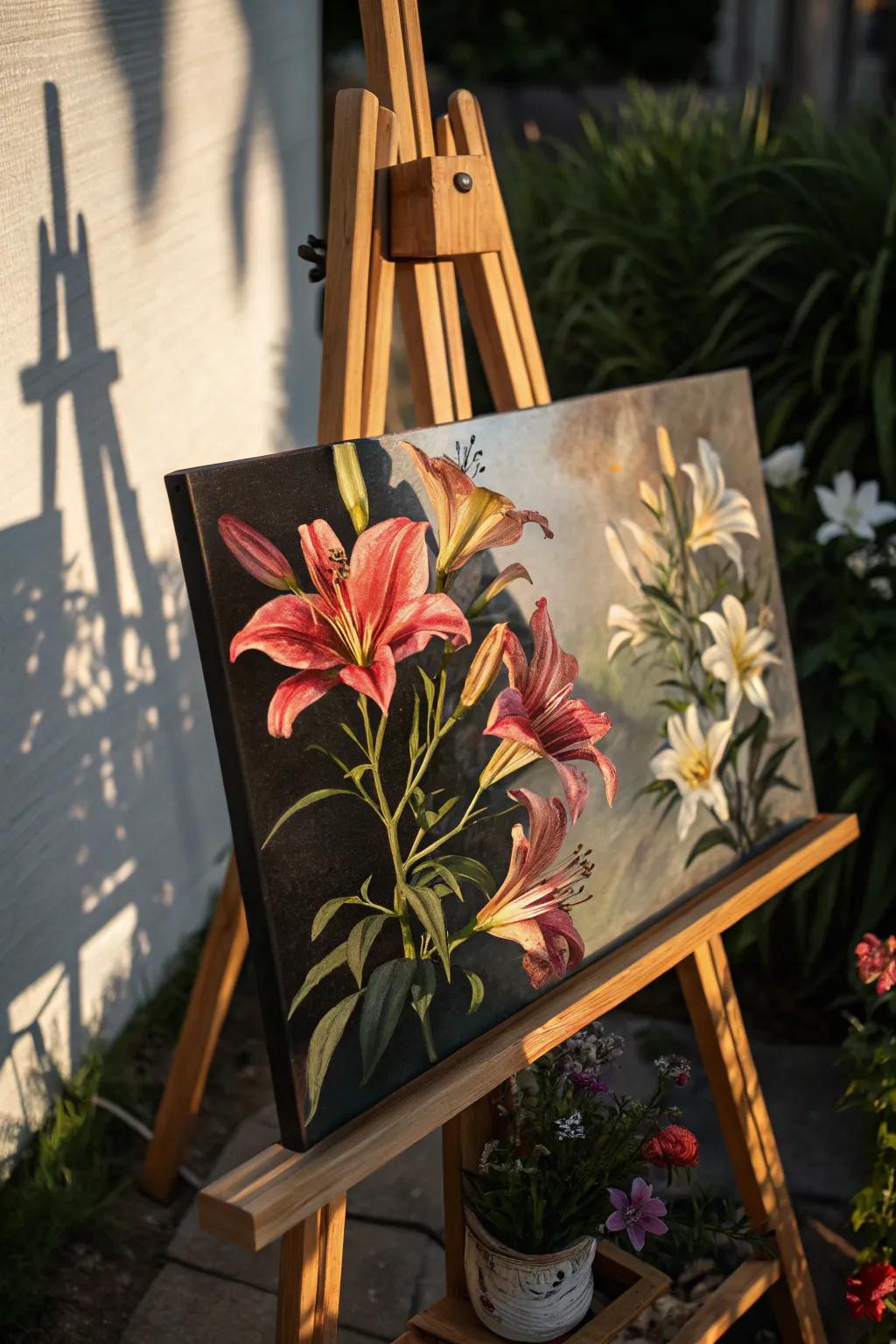 Dramatic lighting enriches the depth of your flower artworks.