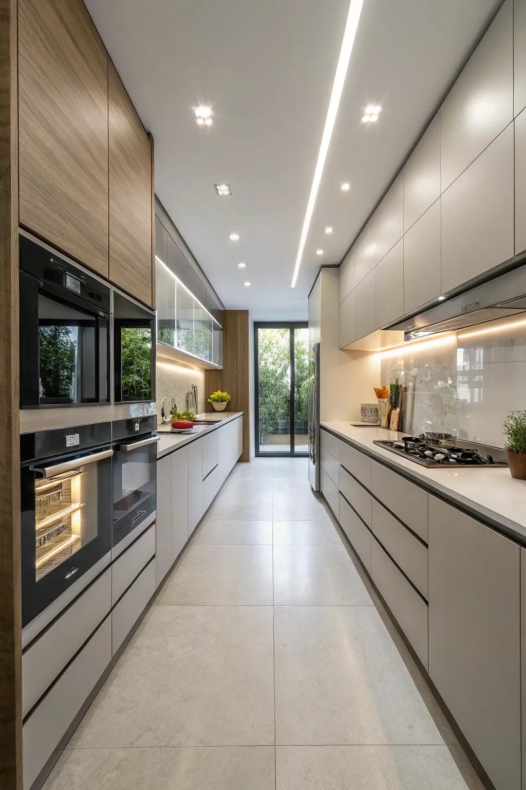 Flush-fitted appliances create a unified kitchen design.