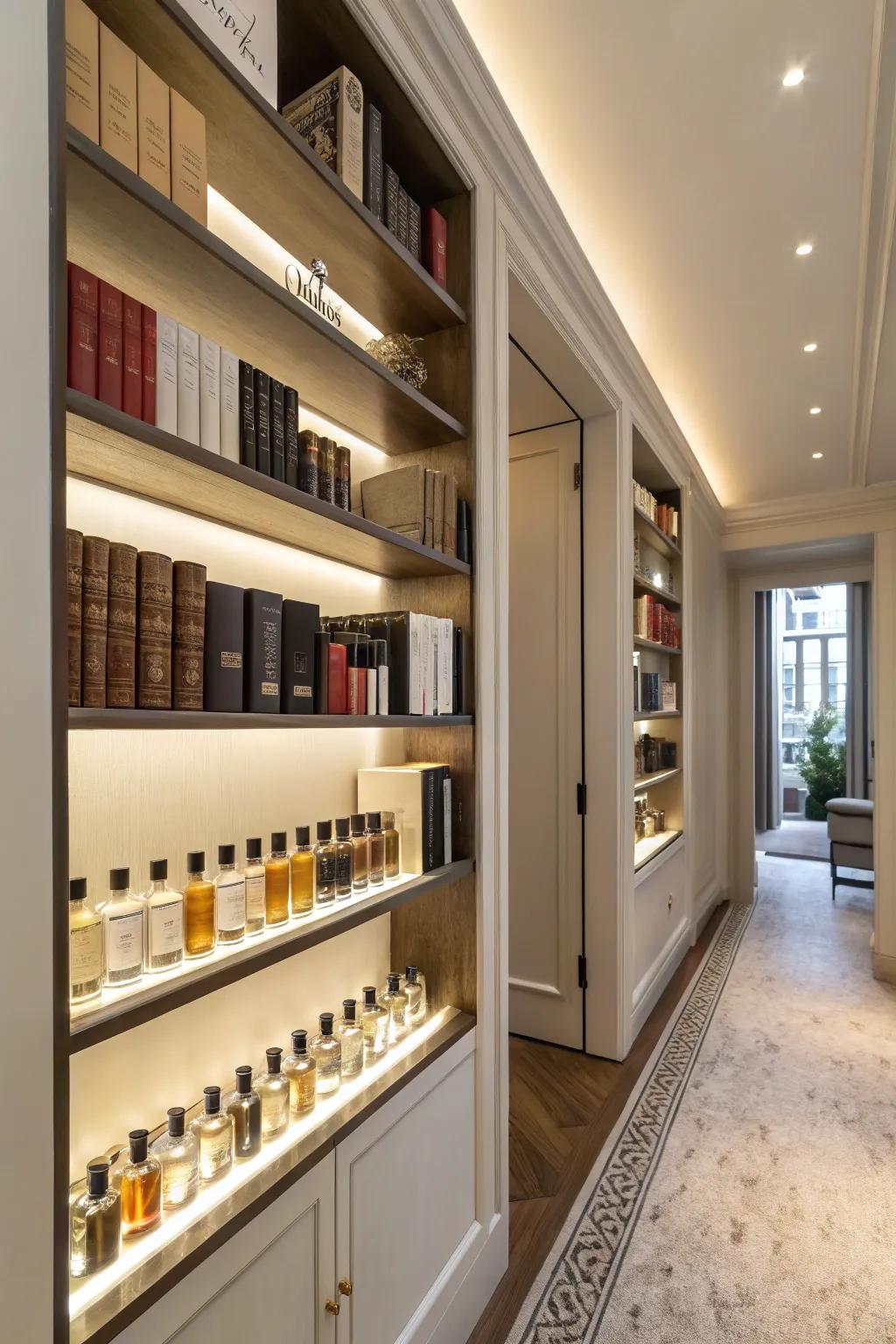 Upward ledges offer a stylish solution for compact areas.