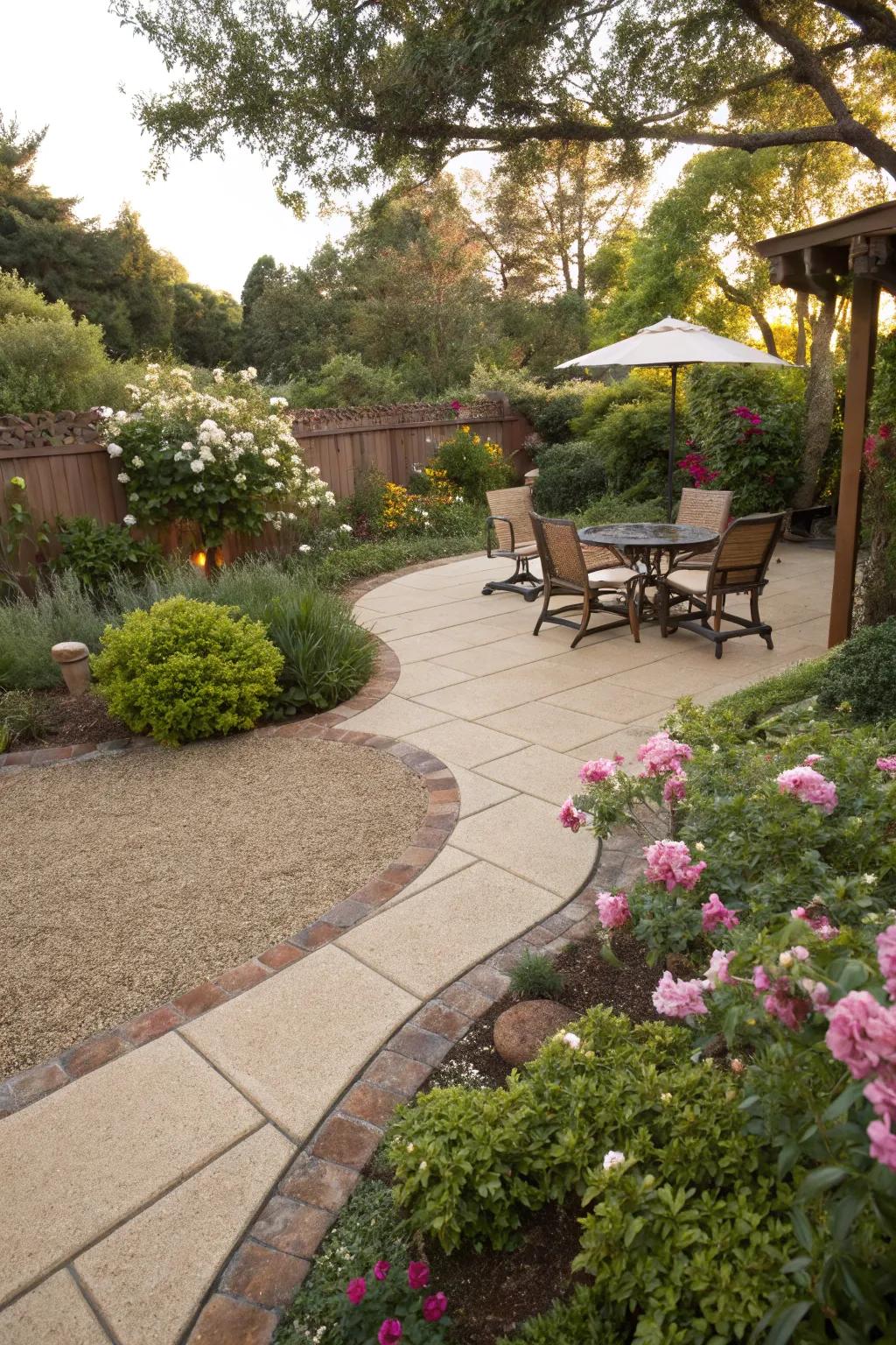 Decomposed granite lends a rustic and organic touch to patios.