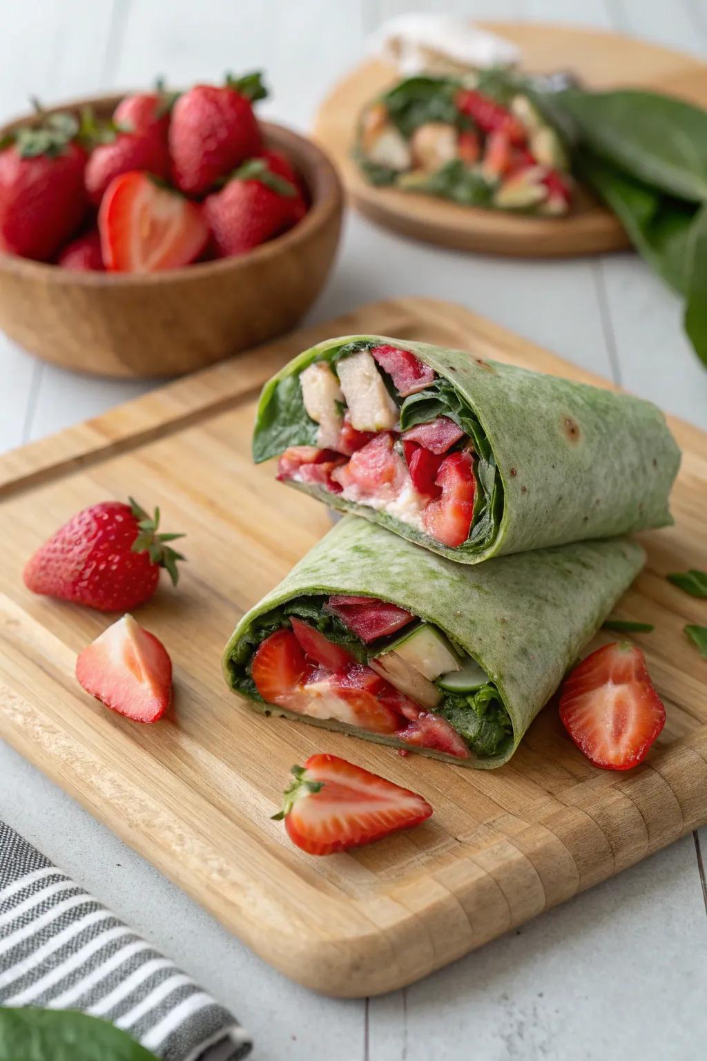 Strawberry spinach bundles are both nutritious and scrumptious.