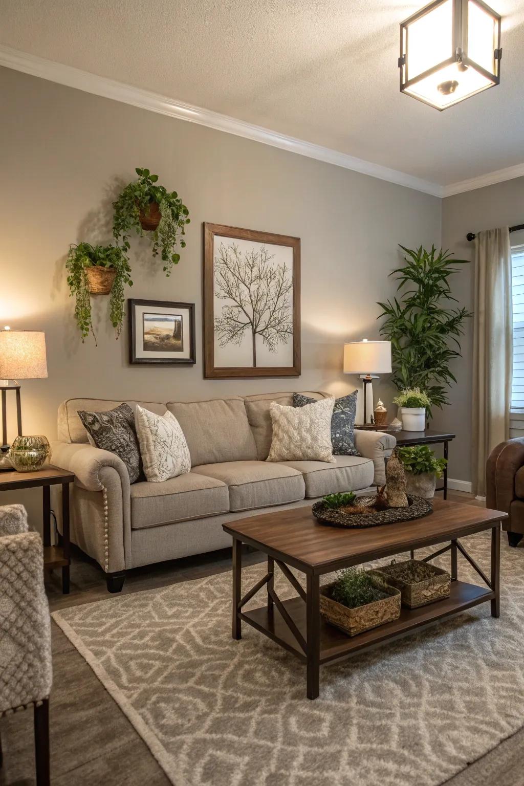 Grey-beige creates a cozy and inviting atmosphere.