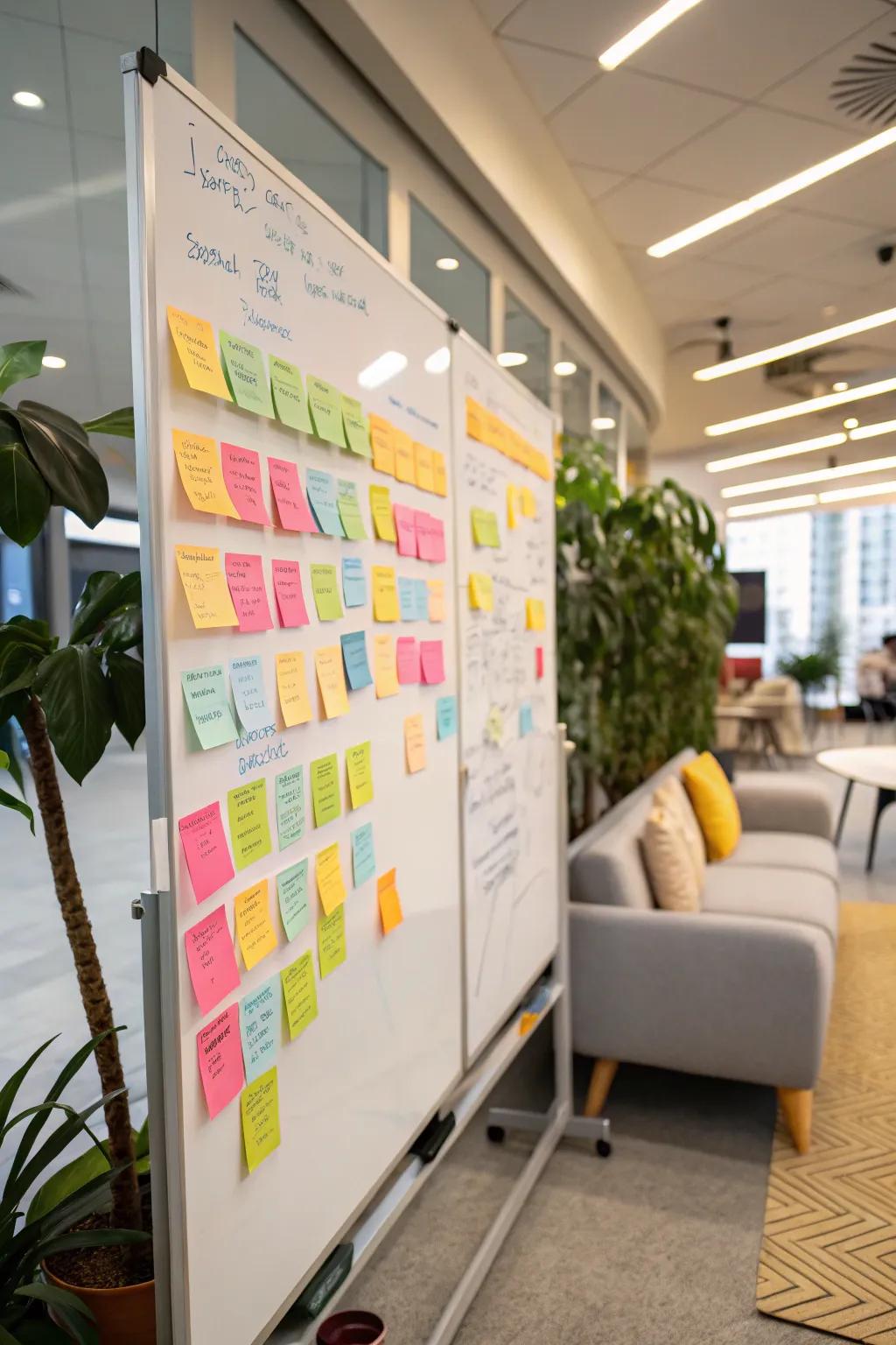 Keep track of ideas and reminders with a sticky note system.
