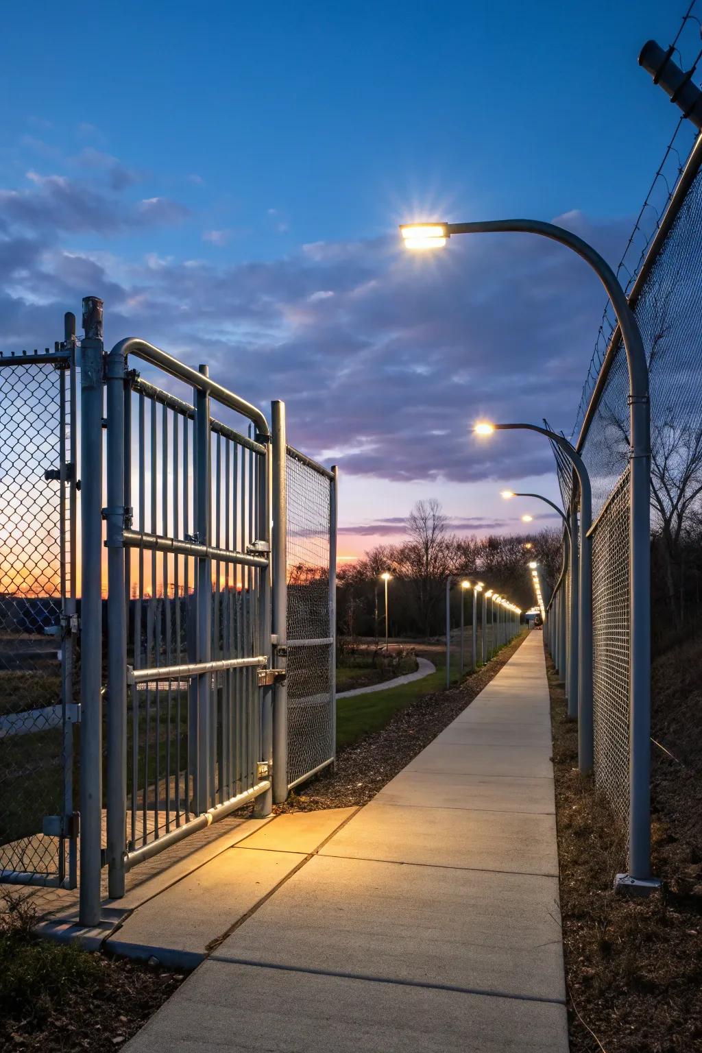 Solar lamps generate a welcoming radiance during nighttime.