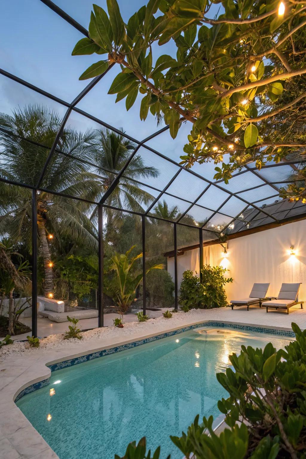 Lighting for a tropical escape.