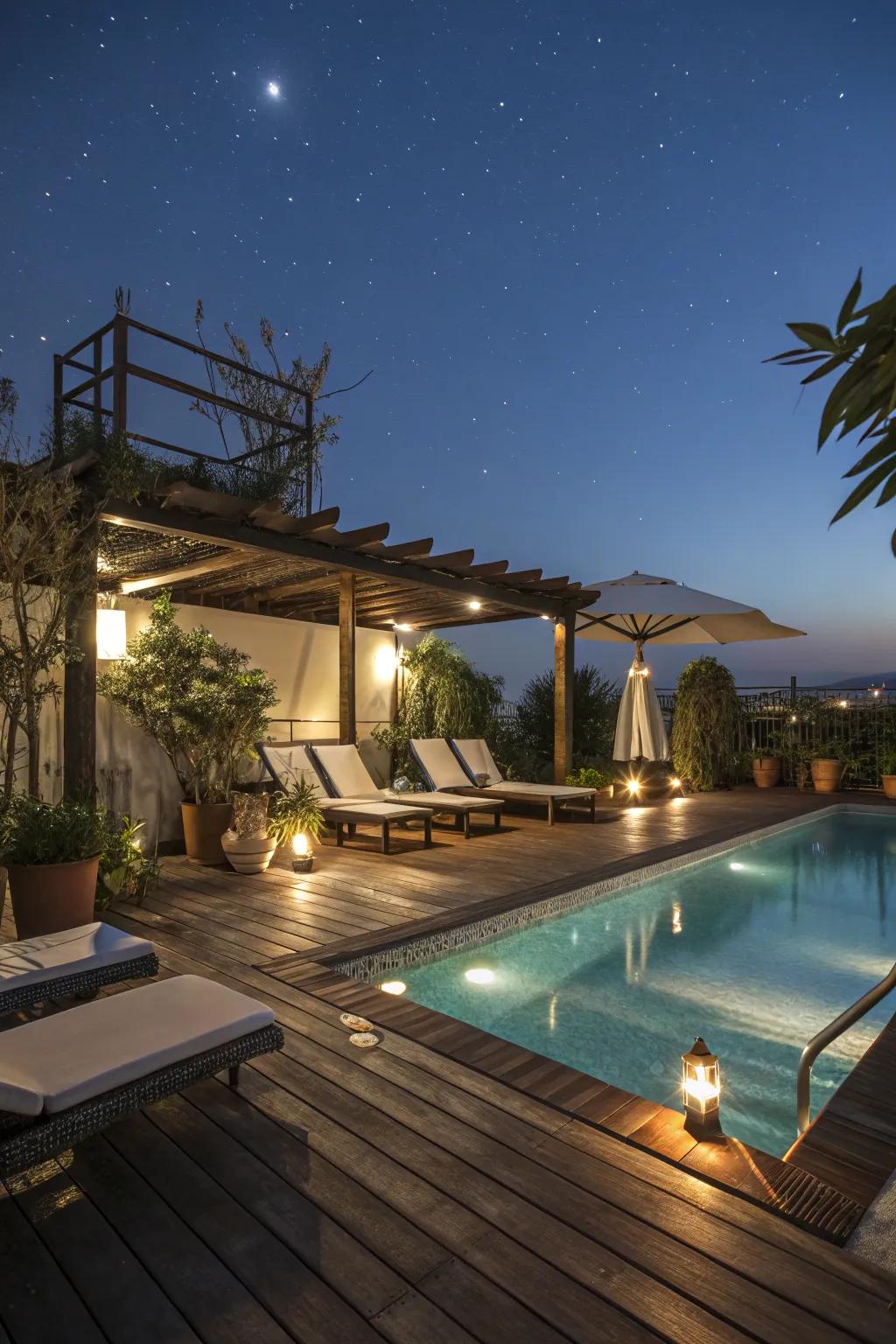 Brighten your pool space with captivating lighting.