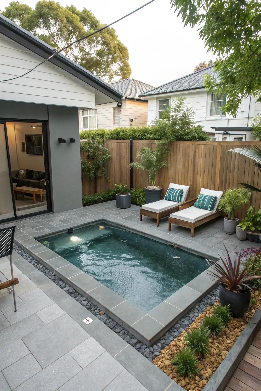 A stylish plunge pool ideally suited for compact spaces.