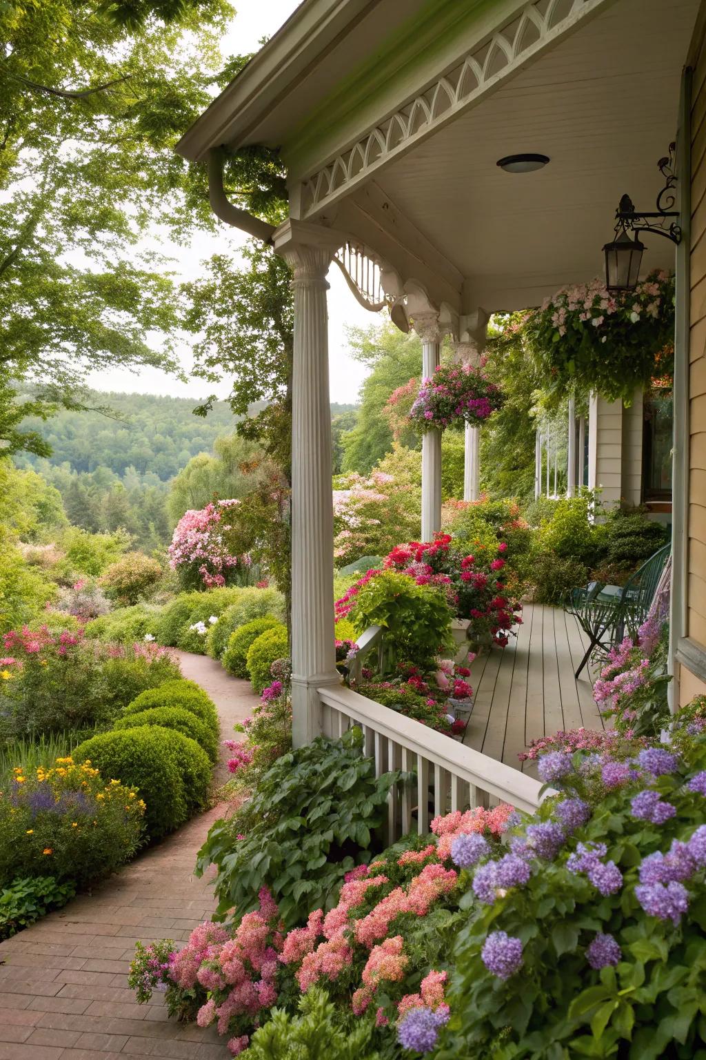 Unite your porch with nature for a lush sensation.