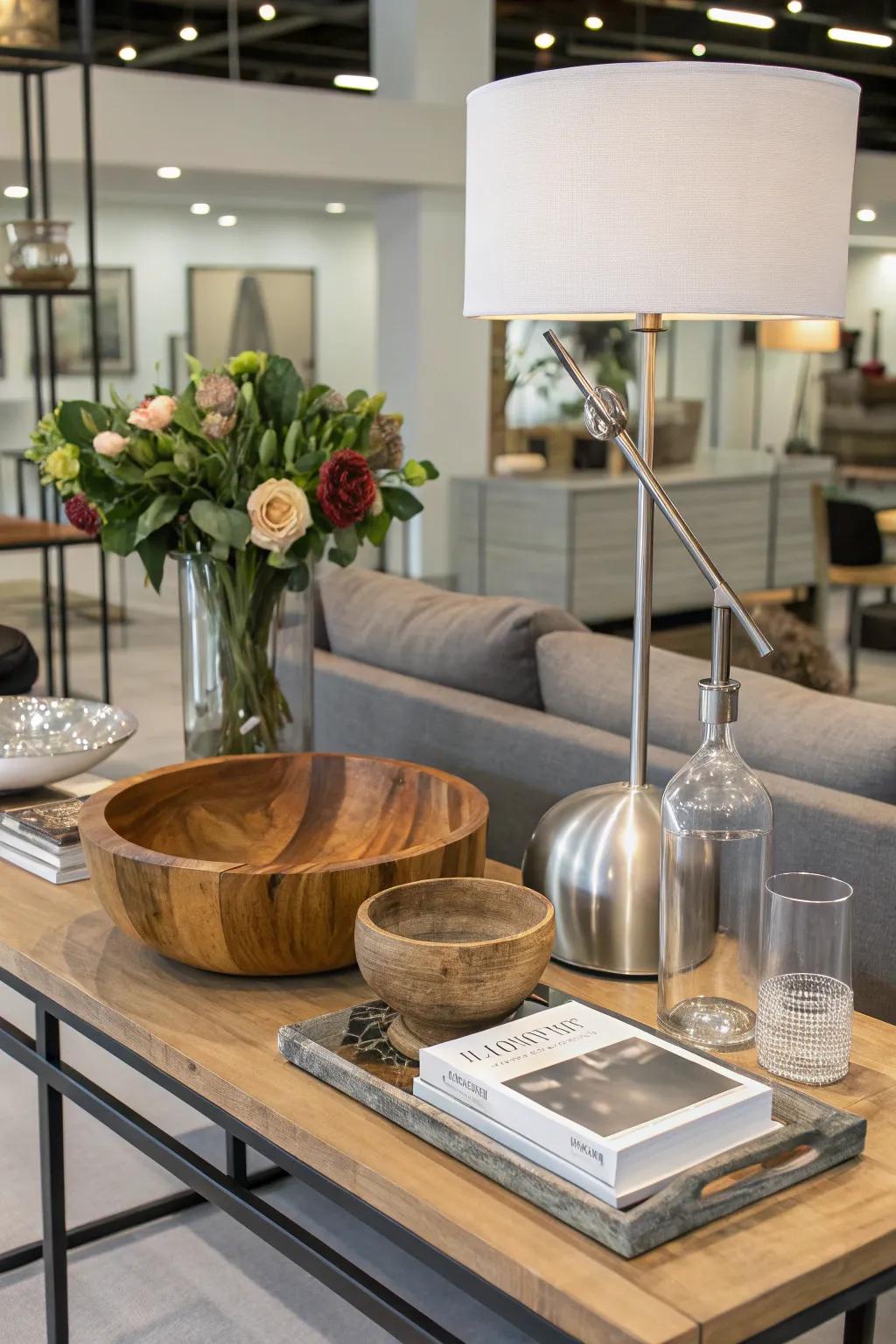 Blending materials can create a distinctive and sophisticated presentation.