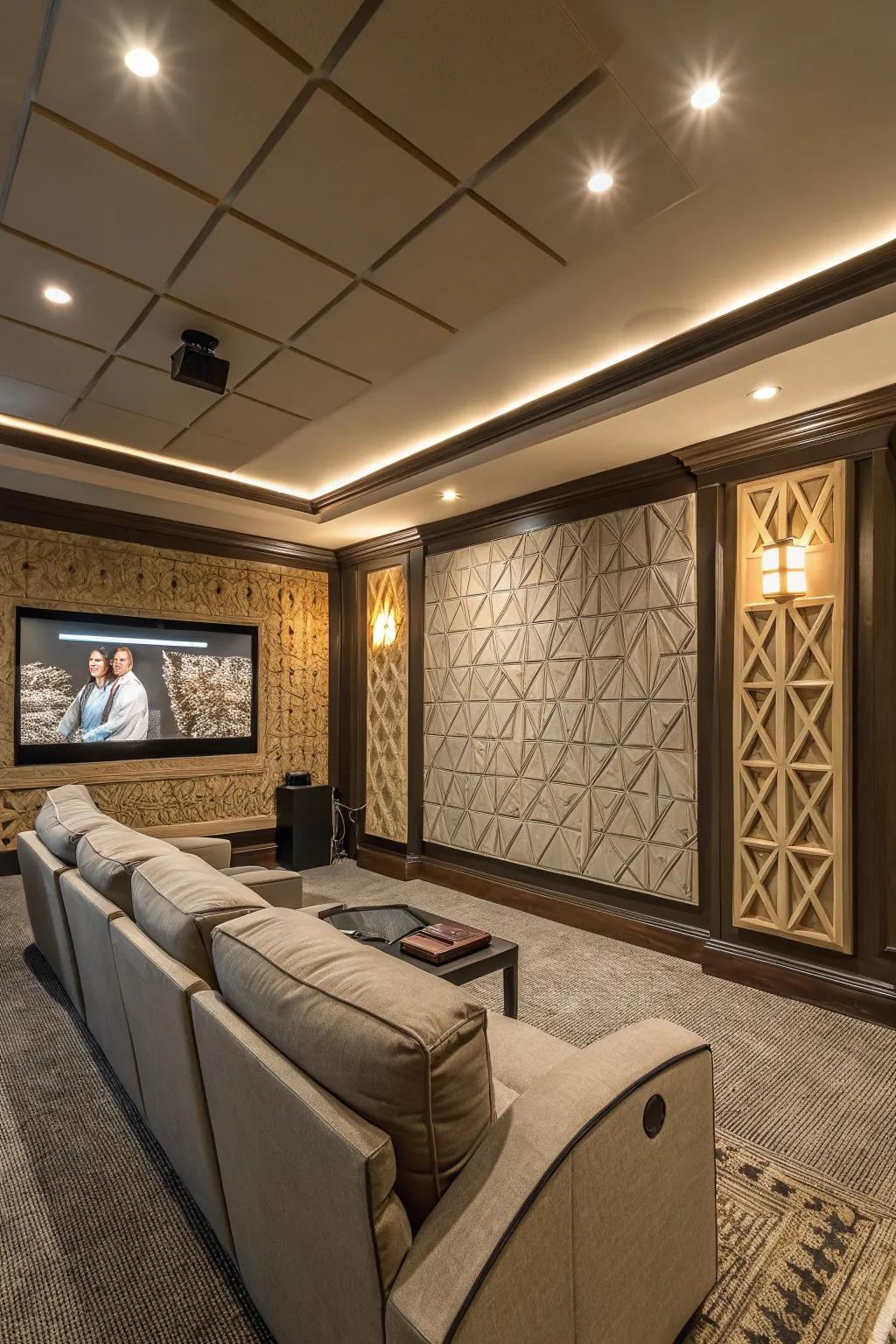 Acoustic panels enhance sound quality and add a stylish touch.