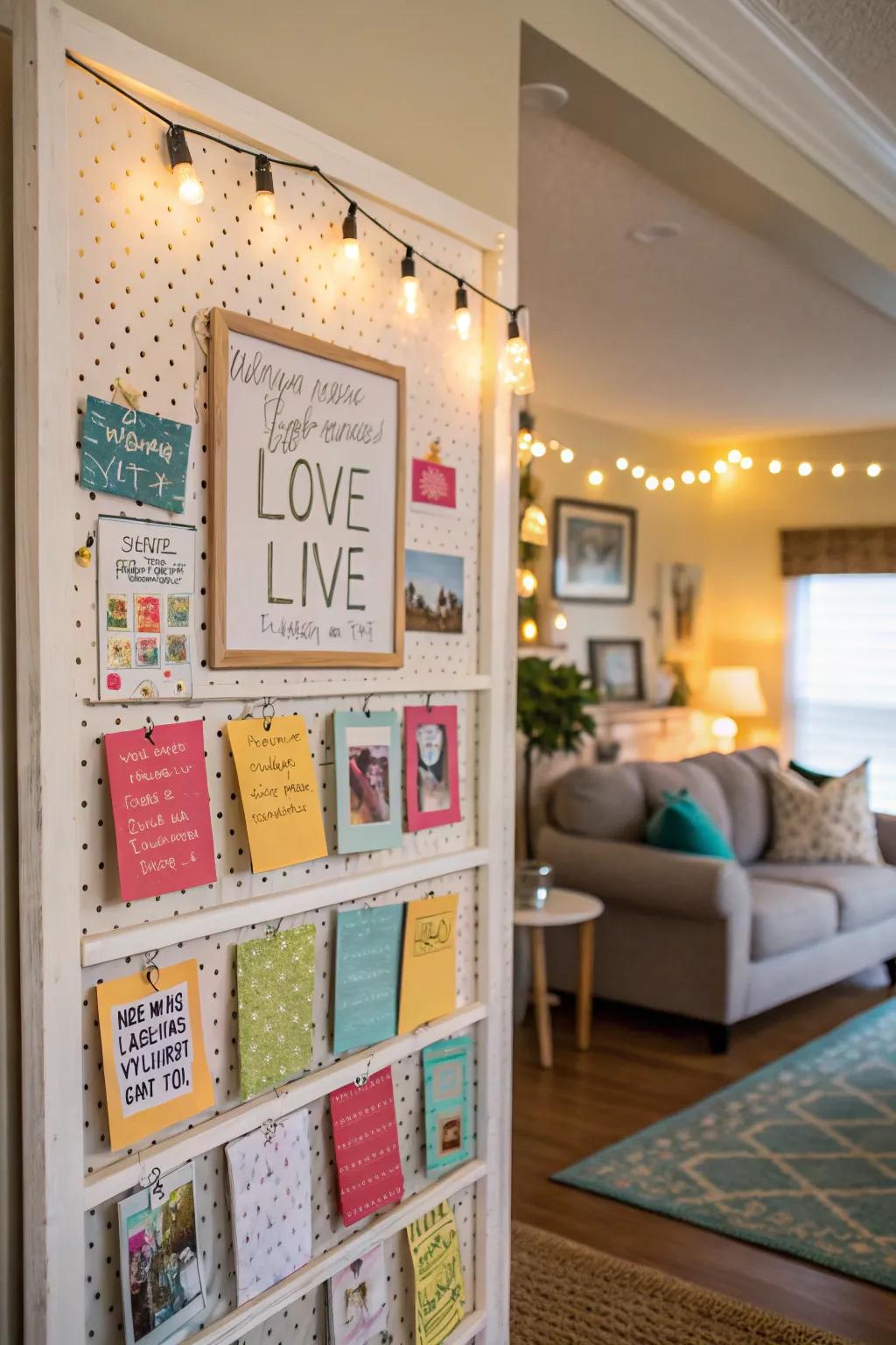 An inspirational pin board filled with uplifting quotes and messages.