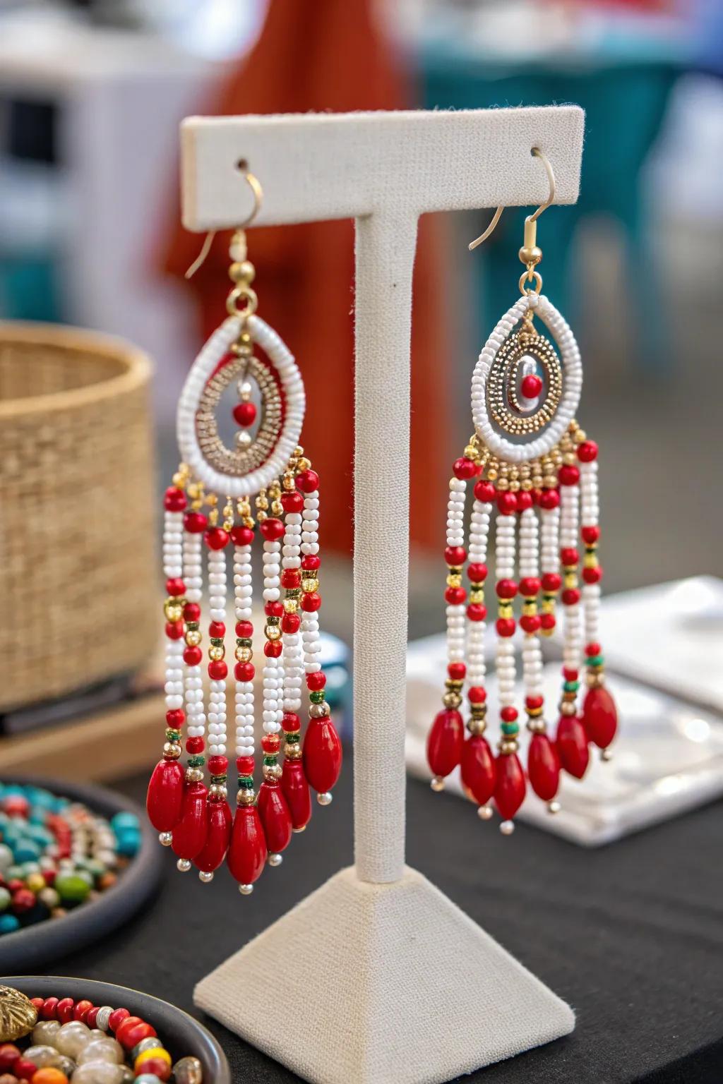 With pearl ear adornments, add a splash of color.