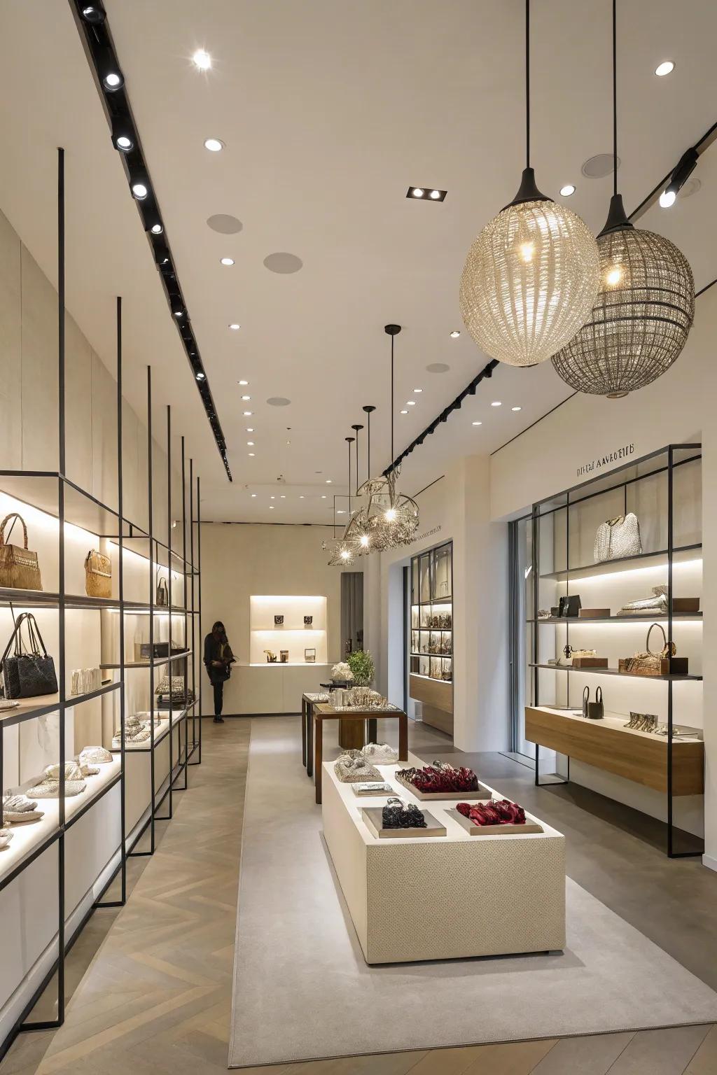 Contemporary lighting units lending a minimalist sophistication.