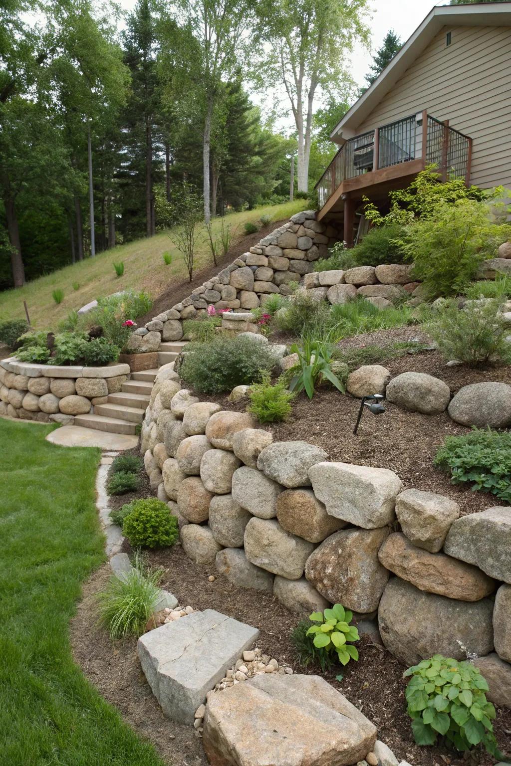 Rock styling transforms support structures into artistic expressions.