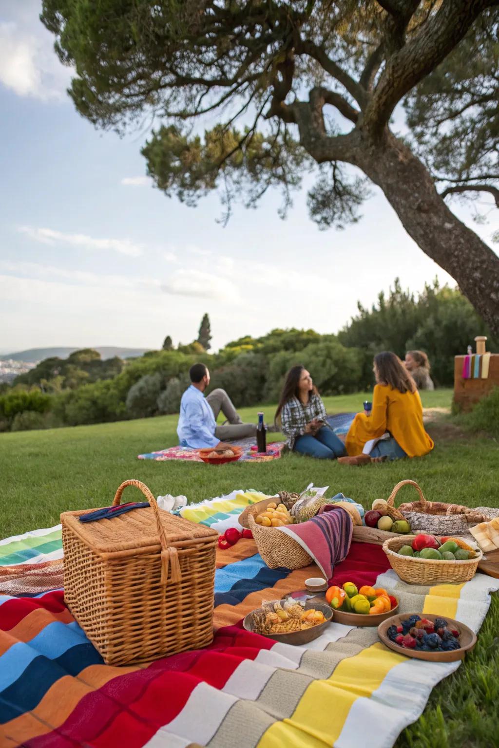 A cozy outdoor picnic celebrating a retiree's milestone.