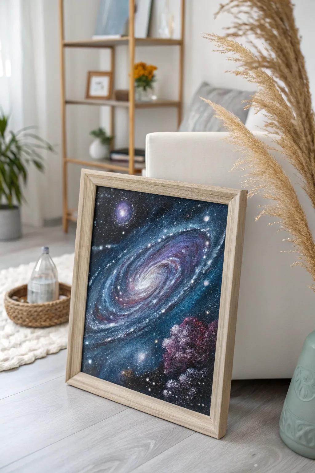 Infuse your home using the cosmos by means of this amazing celestial reverse glass picture—an alignment of skill and heavenly allure.
