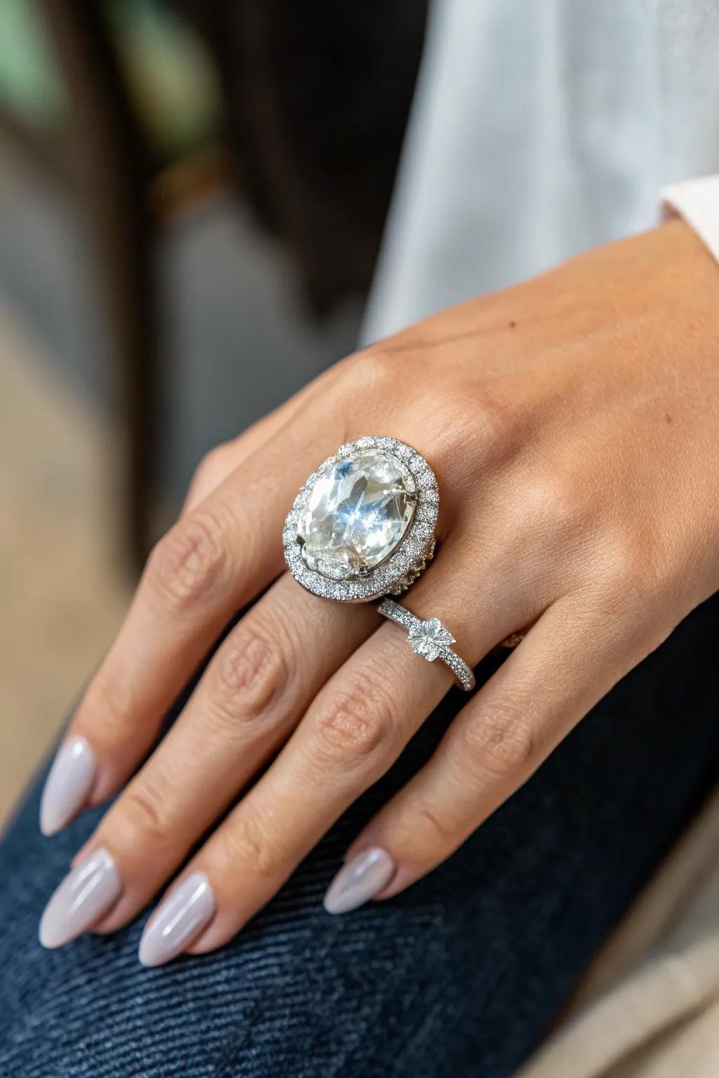 Daring Statement Ring on the Central Finger