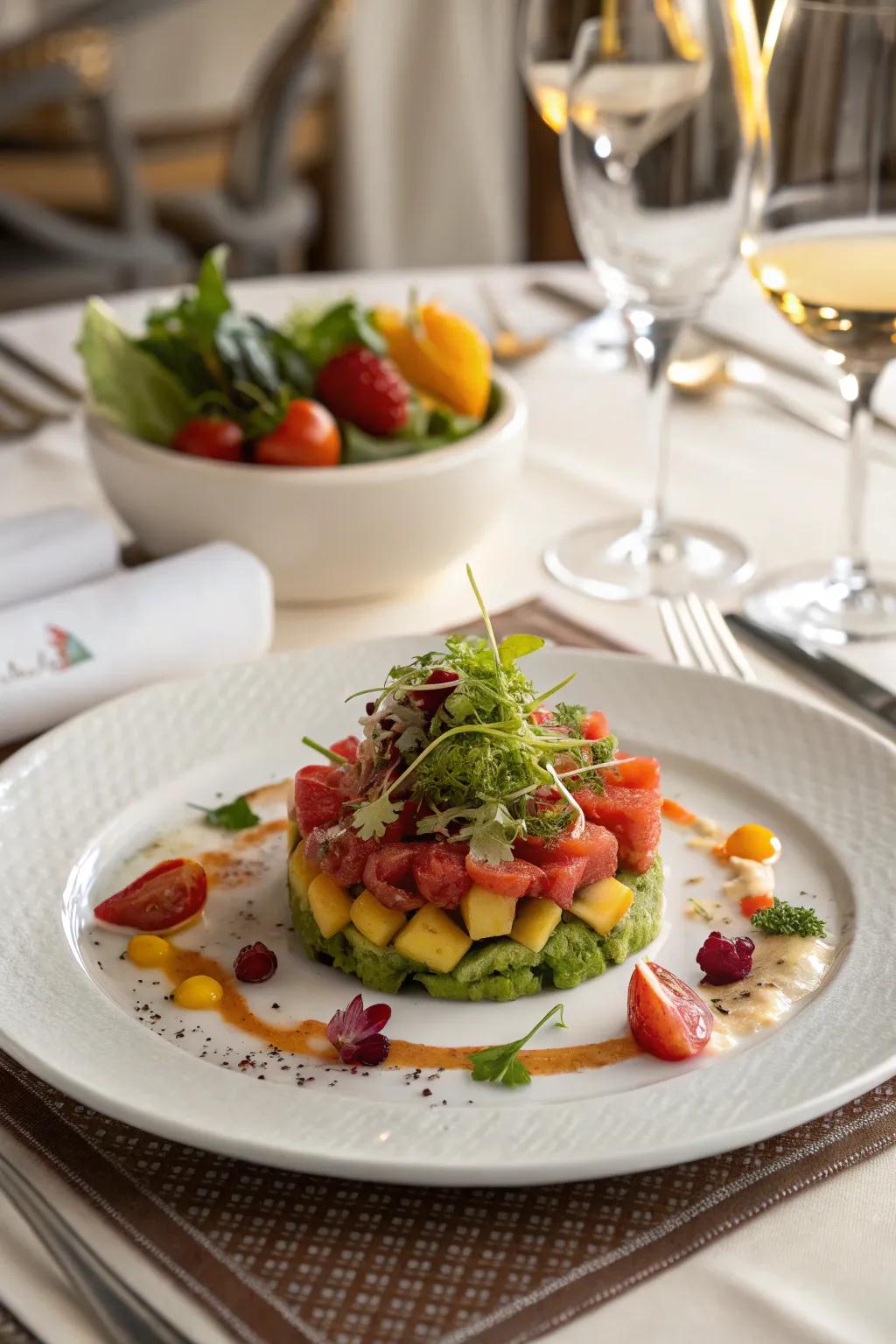 Enhance your meal through gourmet presentation and focus on detail.