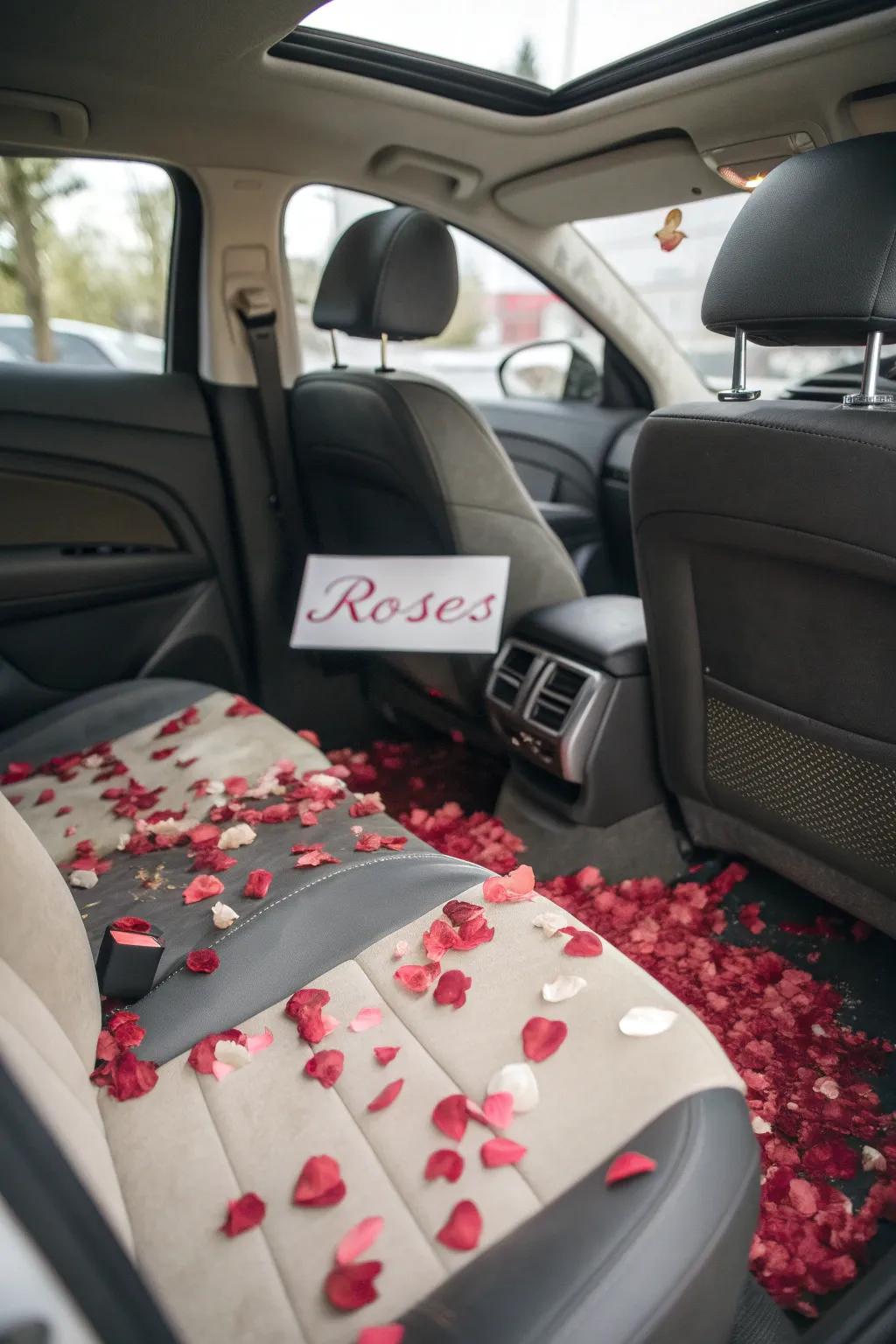 A vehicle filled with floral adornments as a delightful surprise