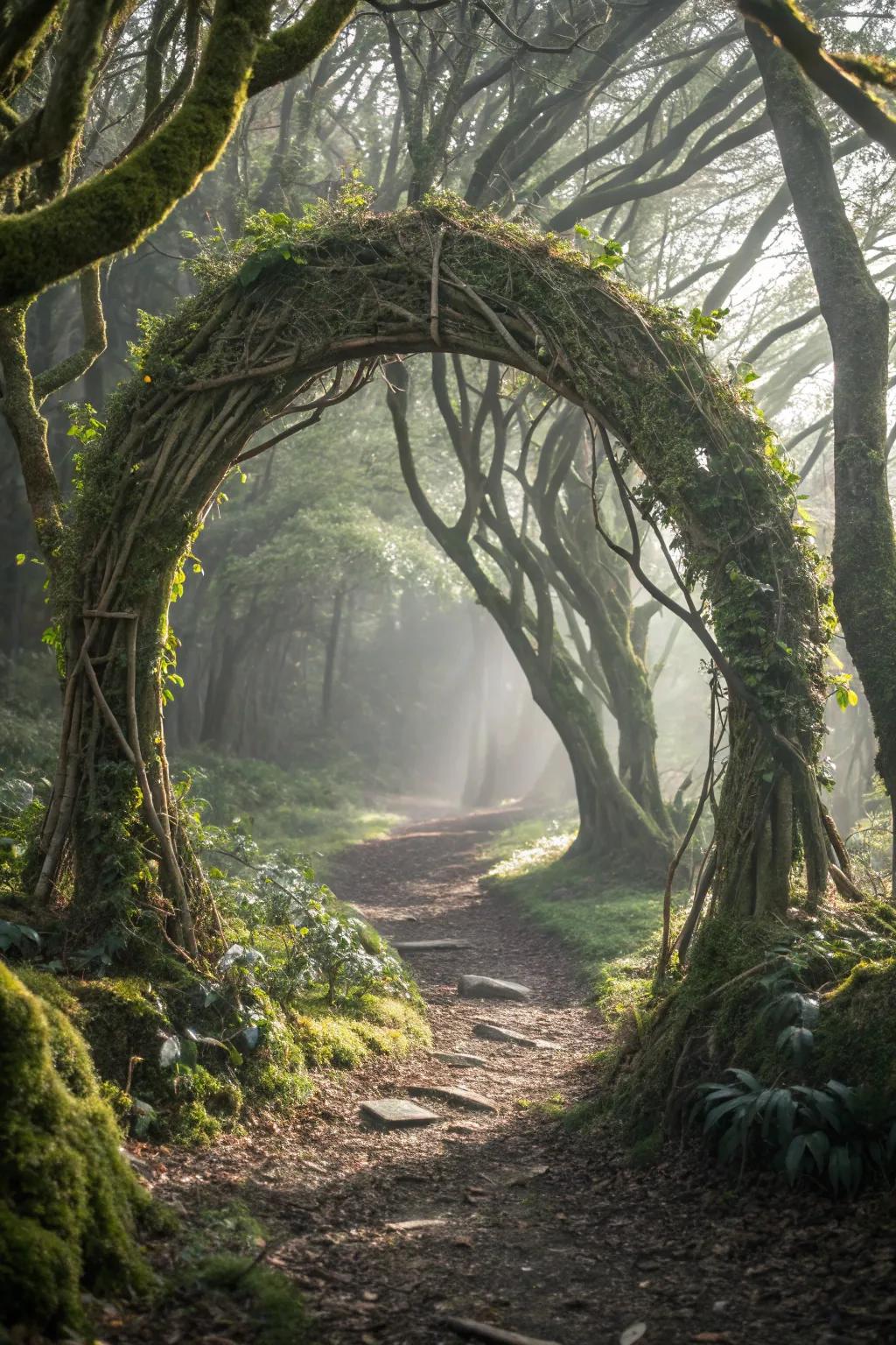 An enchanted forest-themed arch, perfect for nature lovers.