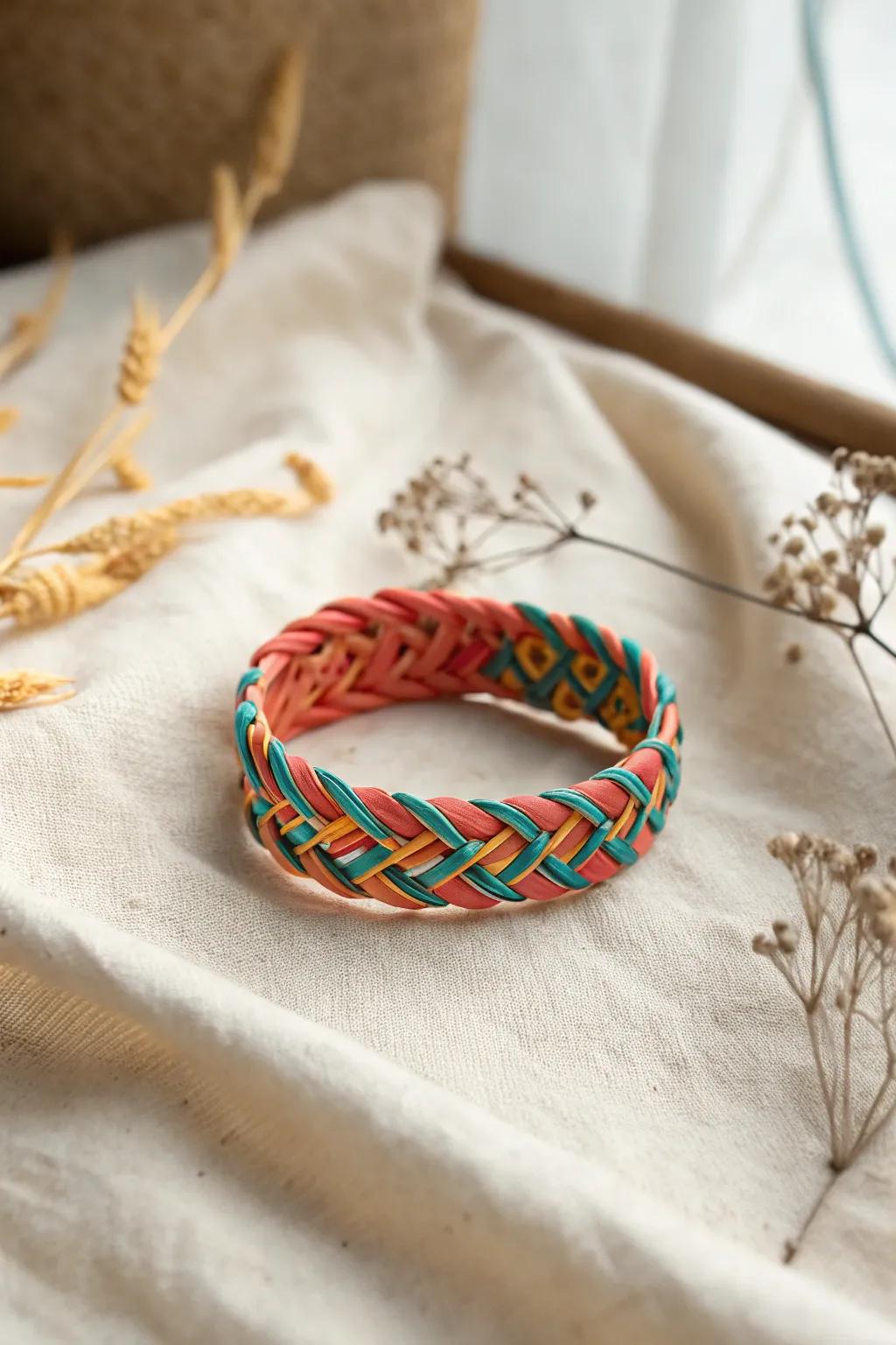 Celebrate innovativeness with this Confetti Crisscross wristband - a lively combination of tones and craftsmanship.