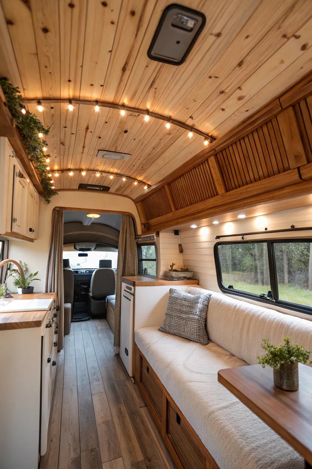Natural tones foster a tranquil and serene RV interior.