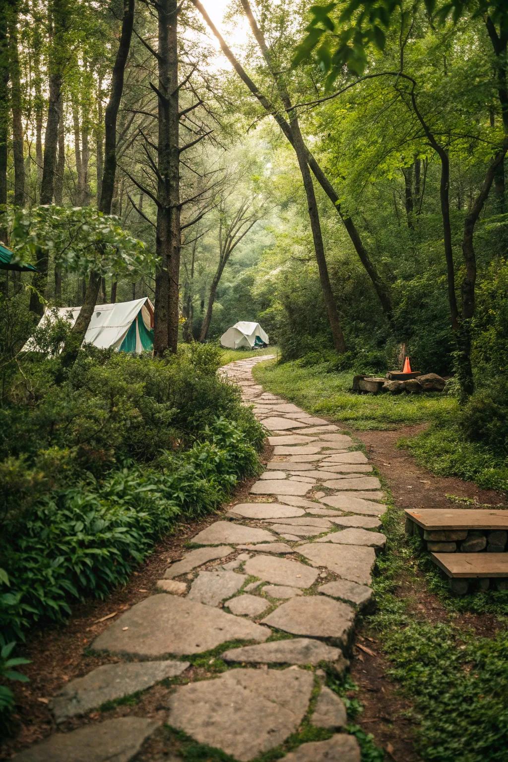 Organic walkways introduce layout and allure to your campsite.