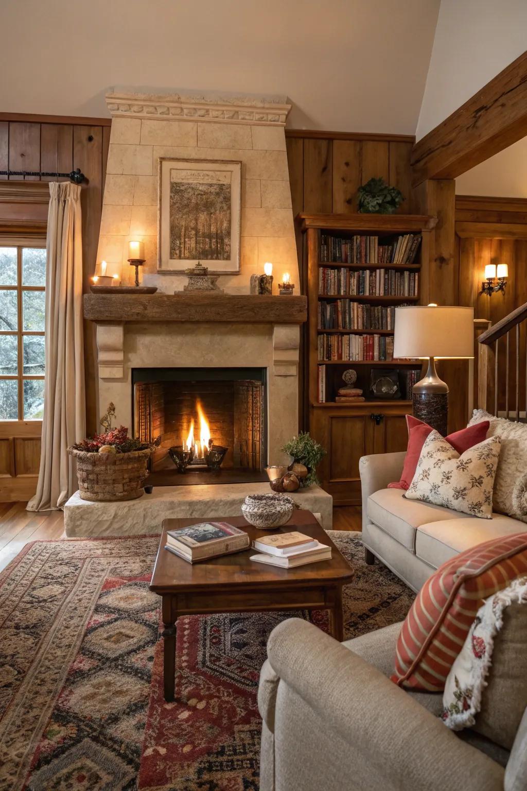 A fireplace injects coziness and ambiance into your living room.