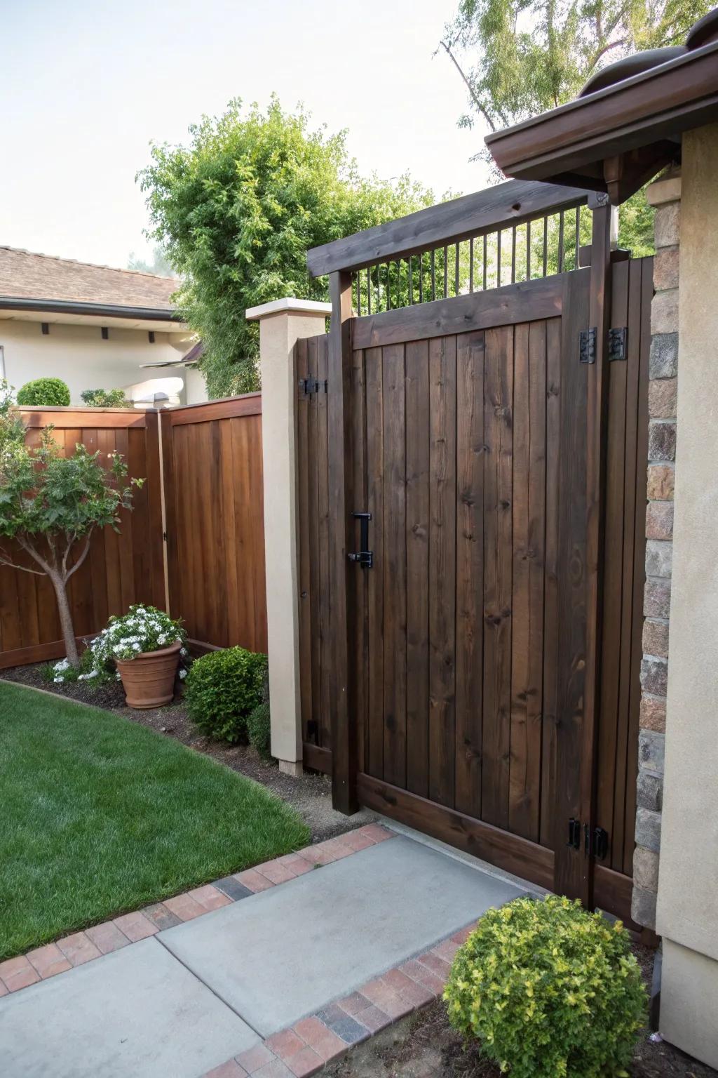 A robust lumber door that offers seclusion and protection.