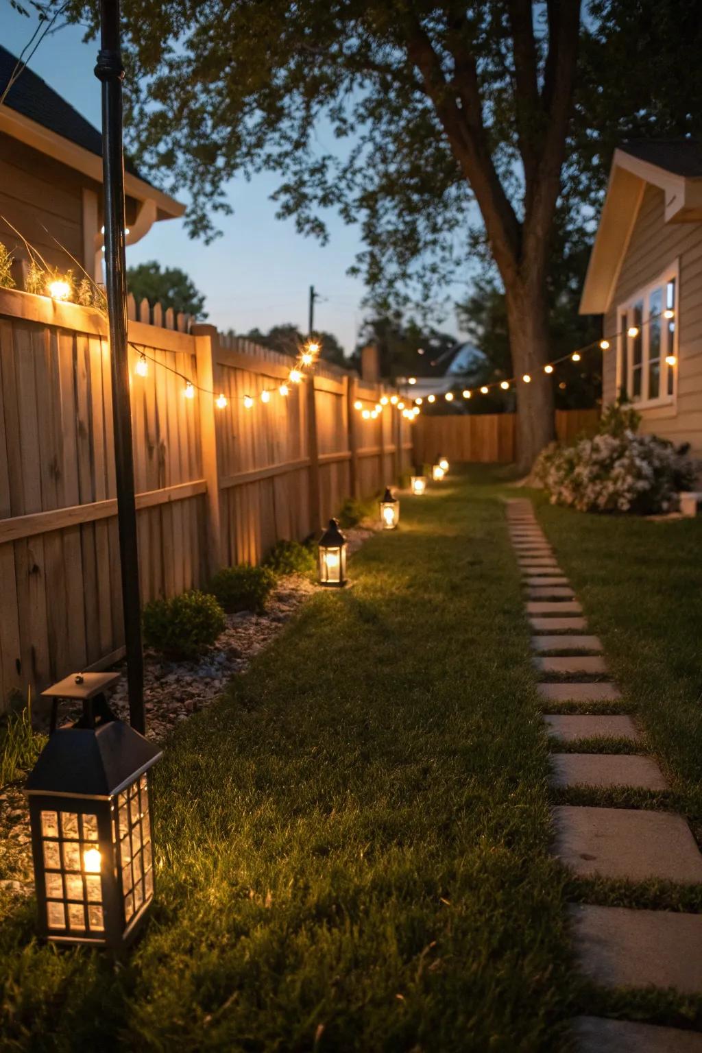 Lighting breathes life into your side yard once the sun sets.