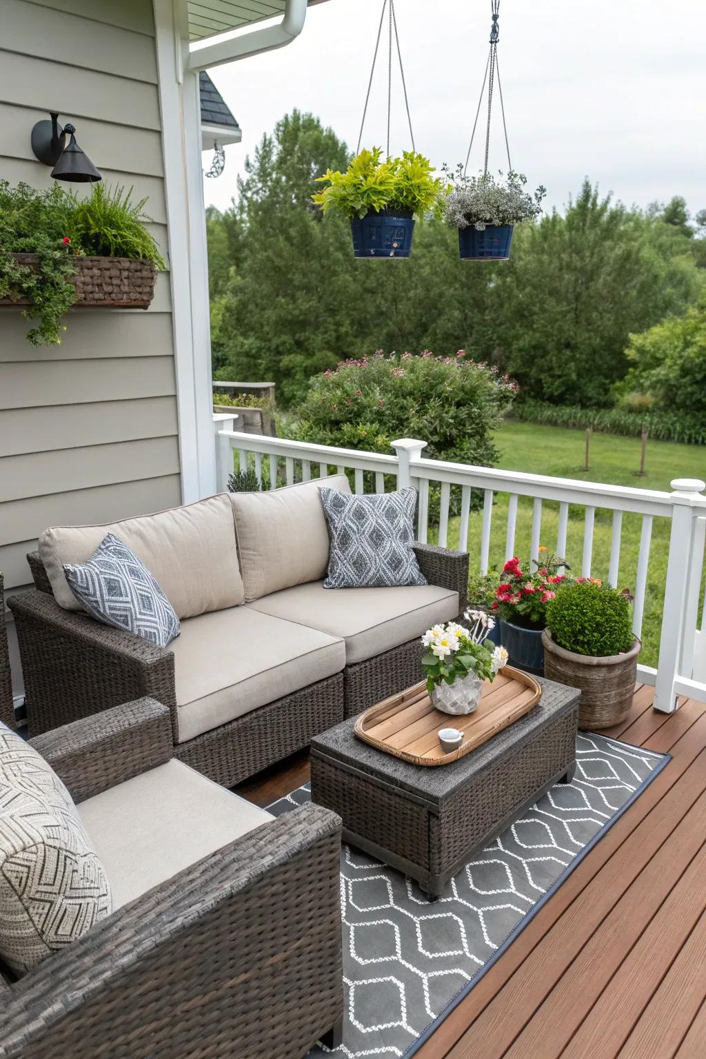 Smart space use on this porch makes it both stylish and functional.