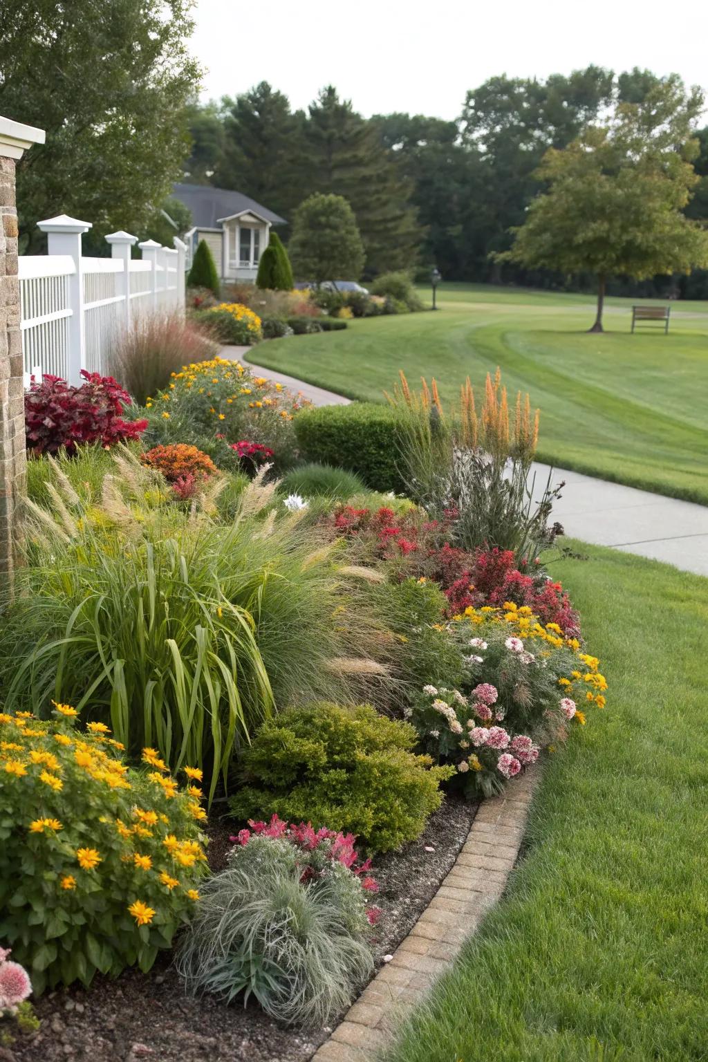 Diverse planting contributes texture and variety.