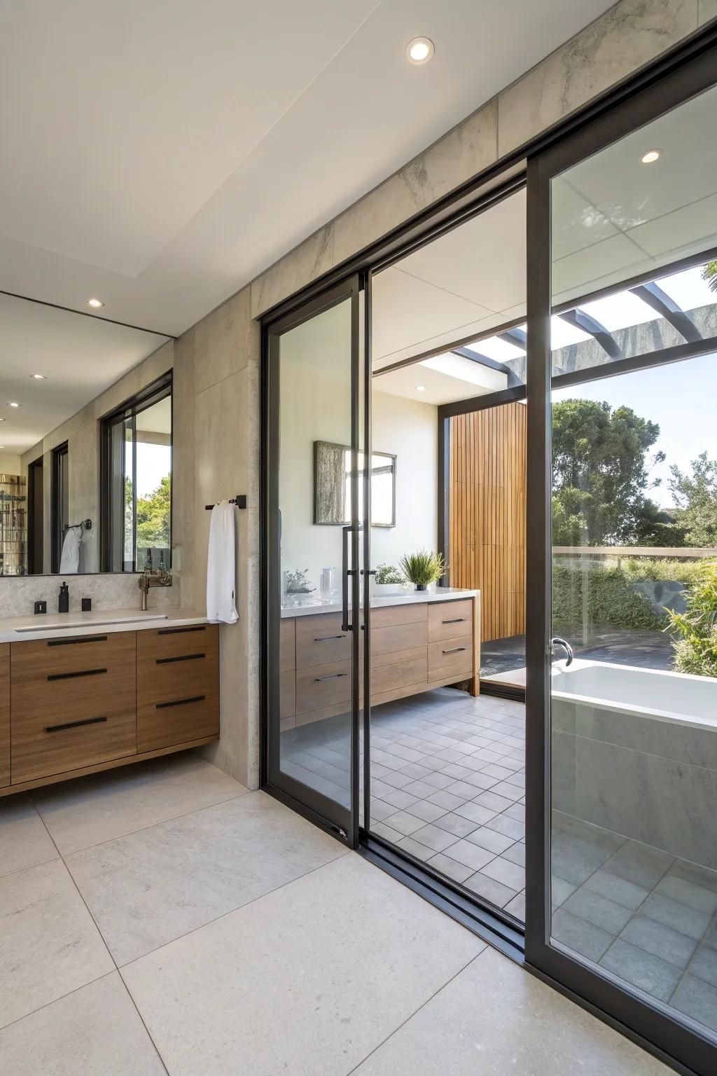 Sliding doors serve as versatile space dividers, connecting or separating rooms as required.