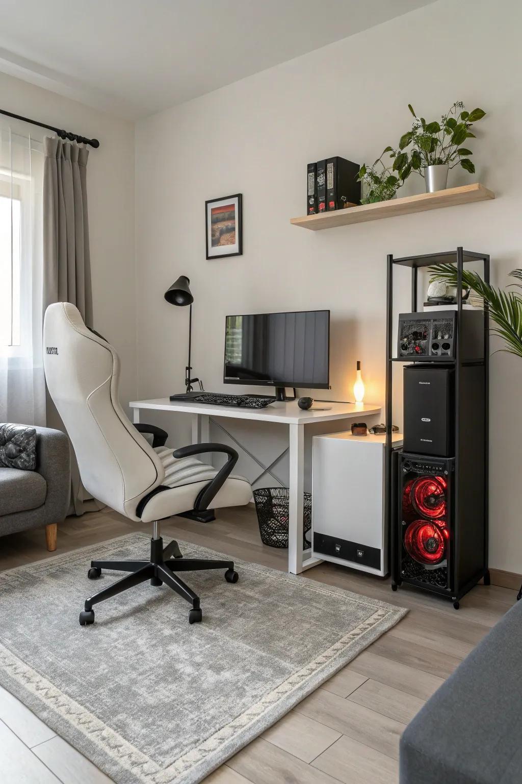 Minimalist design can make your gaming space feel more spacious.