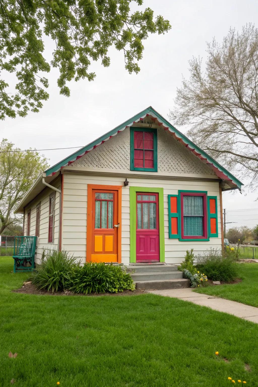 Bold colors on doors and trims create a striking statement.