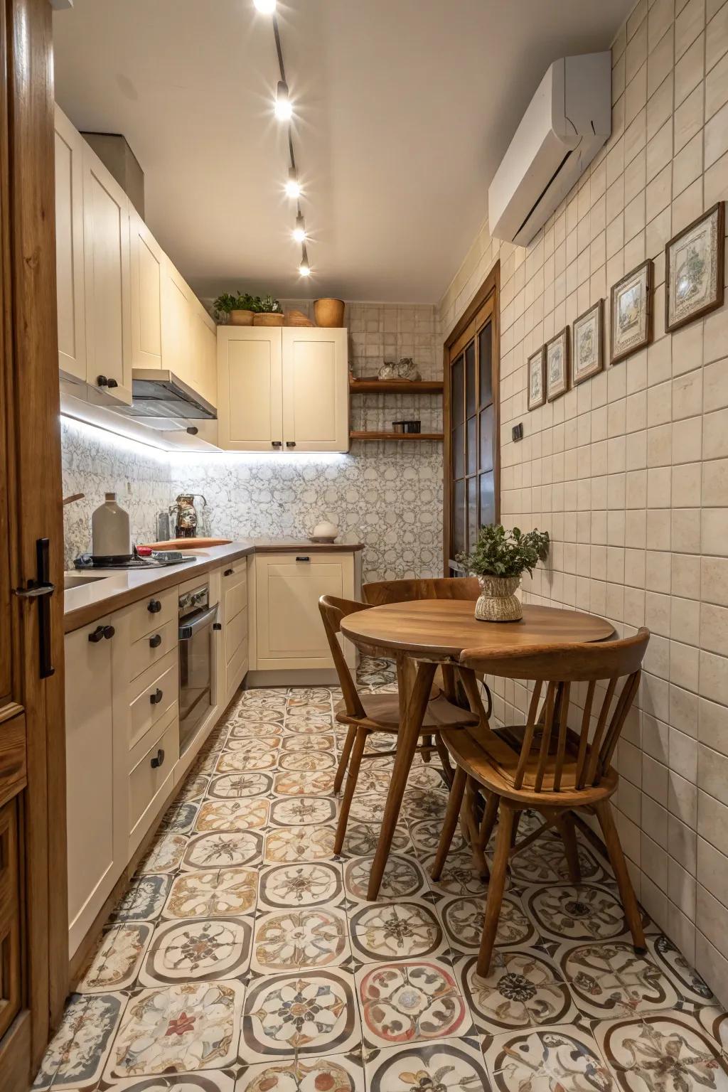 Textured floors incorporate depth and visual intrigue.