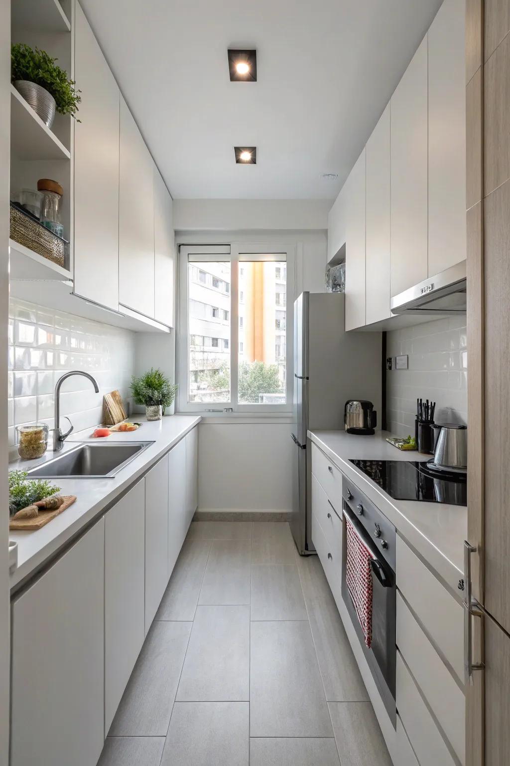 Minimalism preserves a neat and spacious aspect within this cooking area.