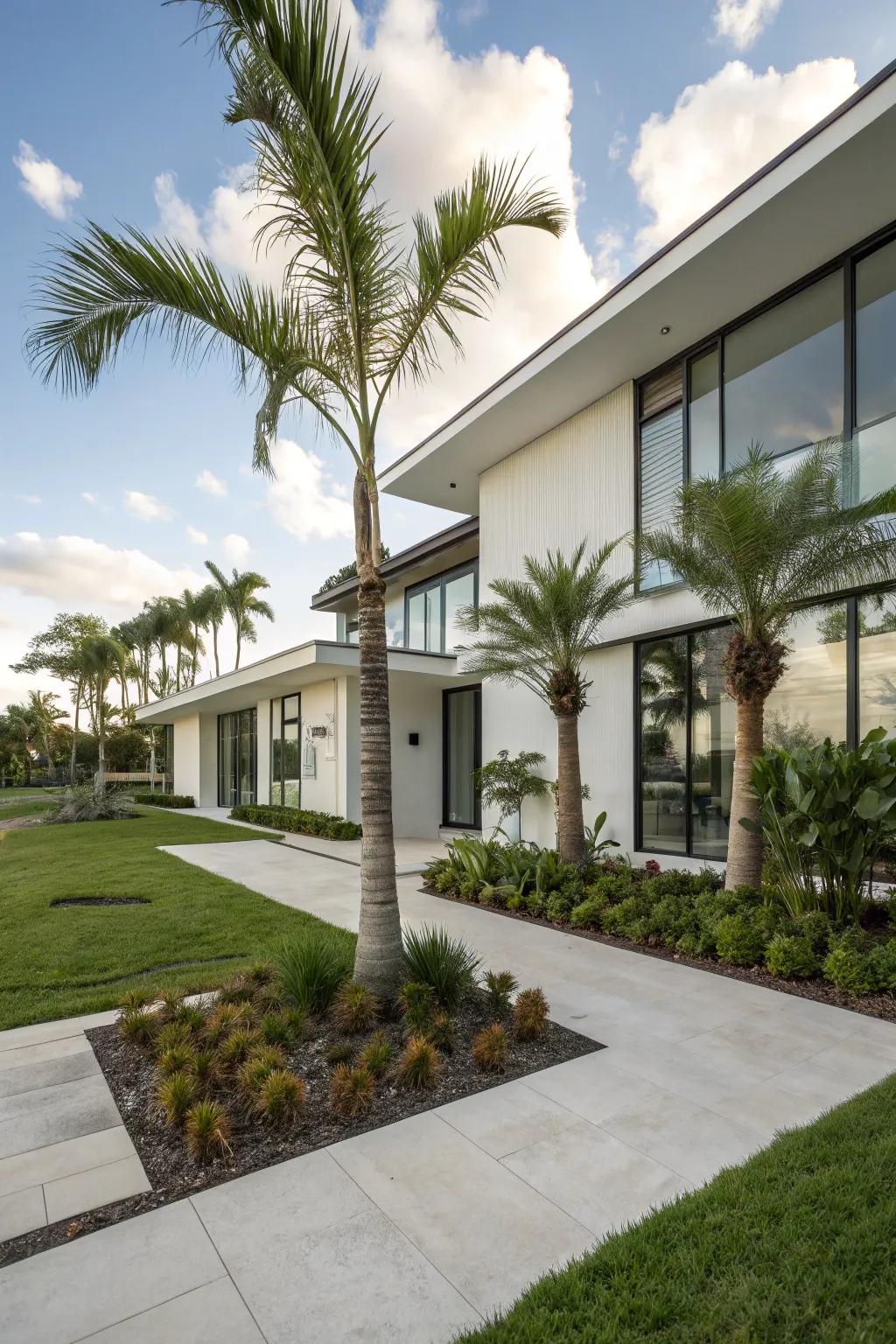 Modern and tropical aesthetics blend harmoniously with the correct palm choice.