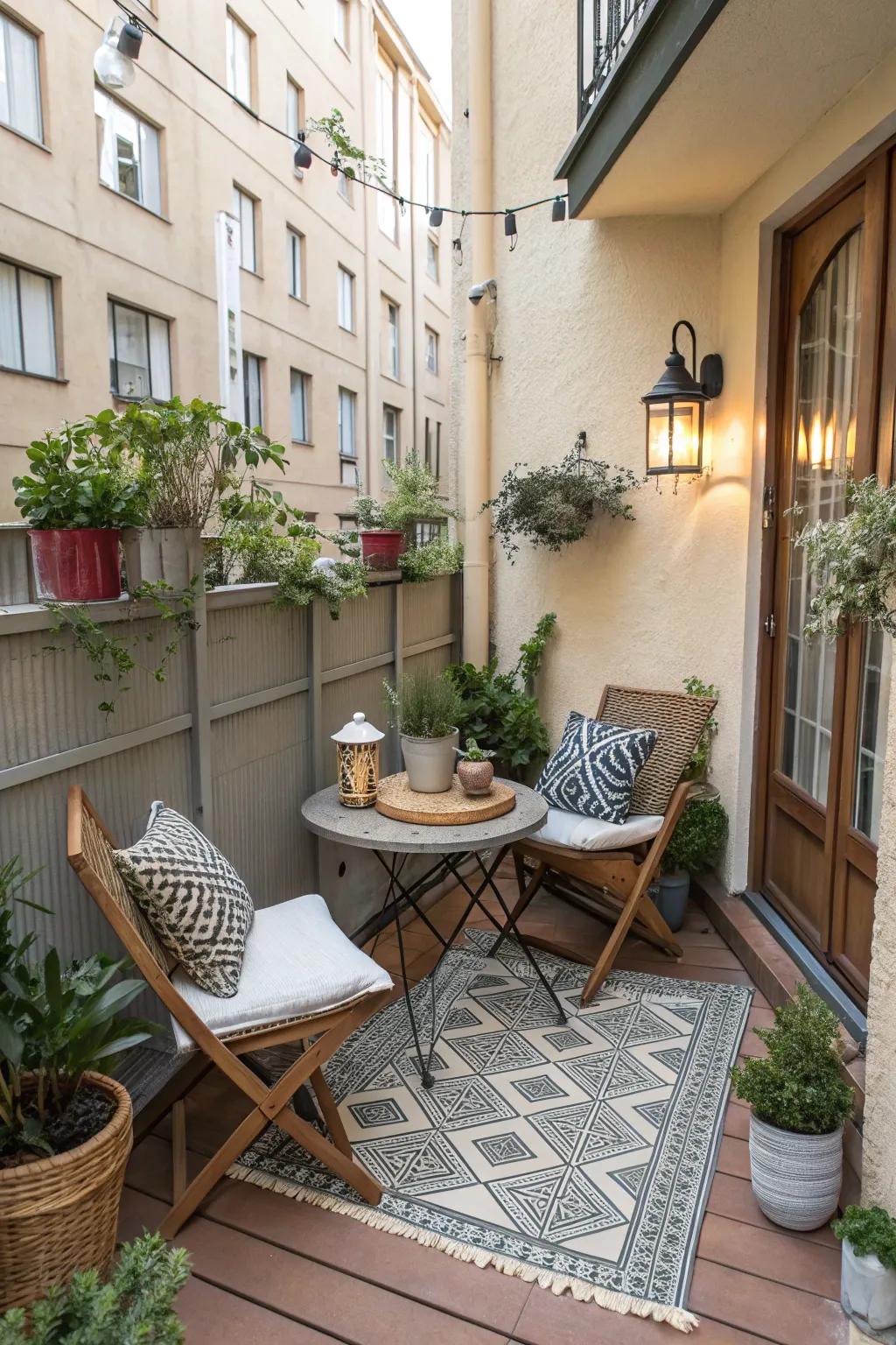 A small patio showcasing a clever, tight plan for optimal use.