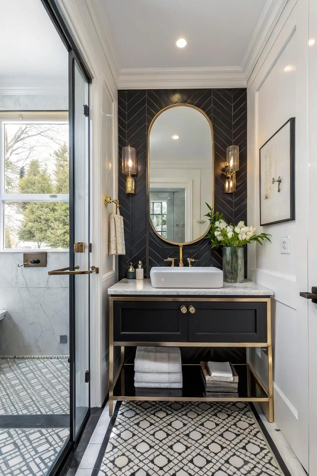 Contrasting colors introduce visual interest and style.