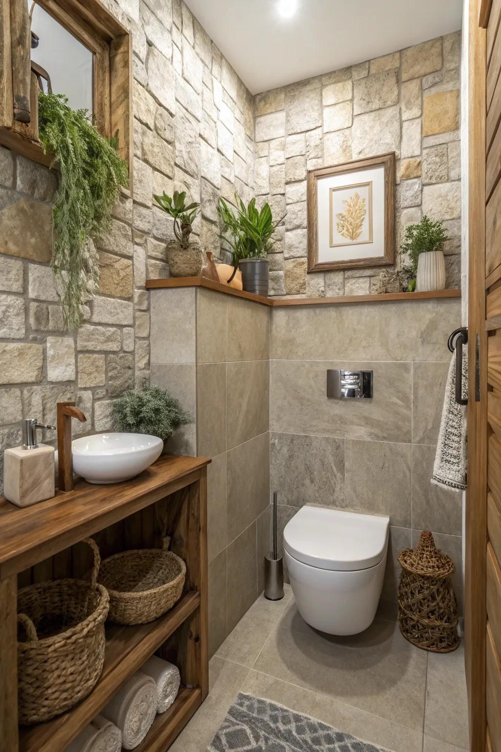 Organic decor adds warmth.