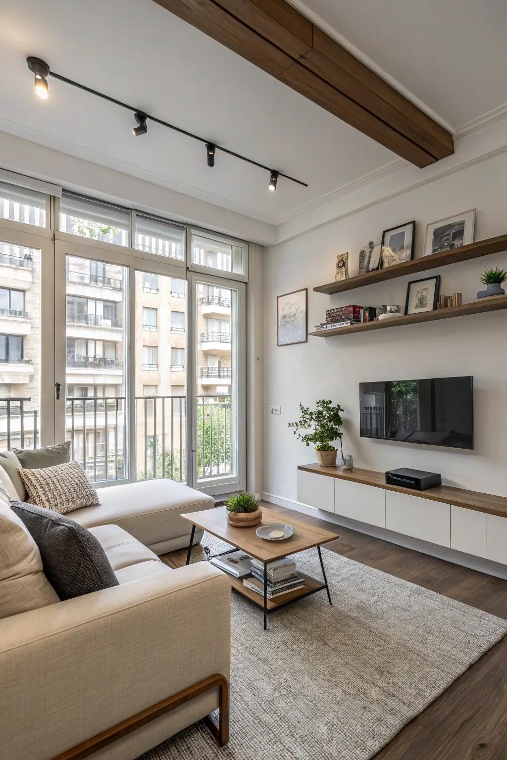 A smart arrangement of furnishings can create additional floor space.