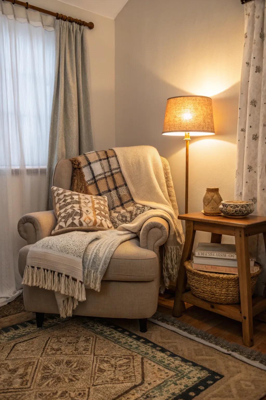 Fabrics bring warmth and comfort to any small space.