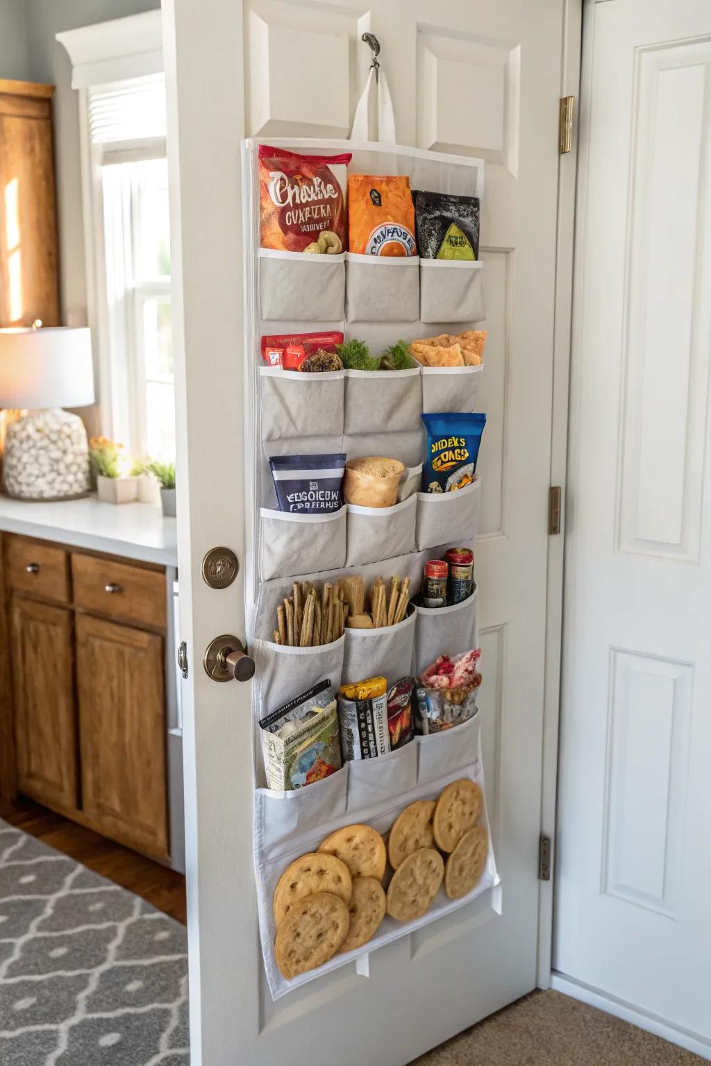 Over-the-door arrangement systems offer additional storage without occupying shelf space.