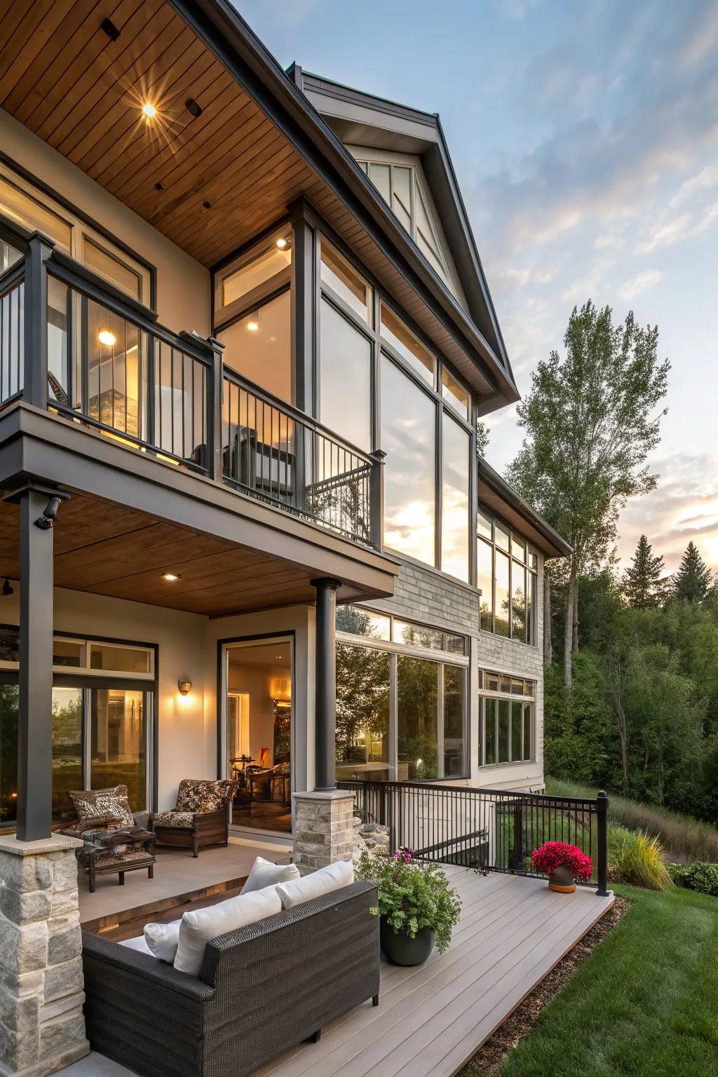 A balcony introduces flair and functionality.