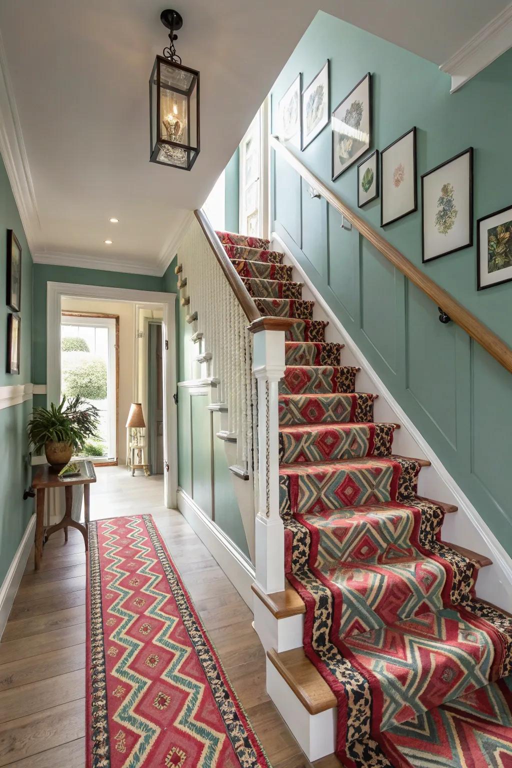 A vibrant carpet runner incorporates vibrancy and vitality into your steps.